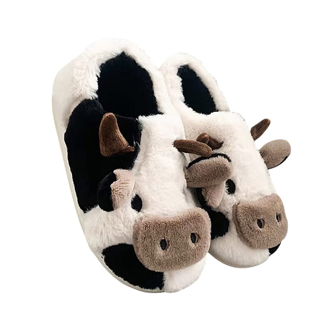 **NIBESSER Fluffy Cow Slippers for Women - Plush Kawaii Animal House Shoes, Cute Cartoon Home Slippers, Warm Winter Indoor Slippers for Girls & Men - Perfect for Cozy Nights & Gifts**