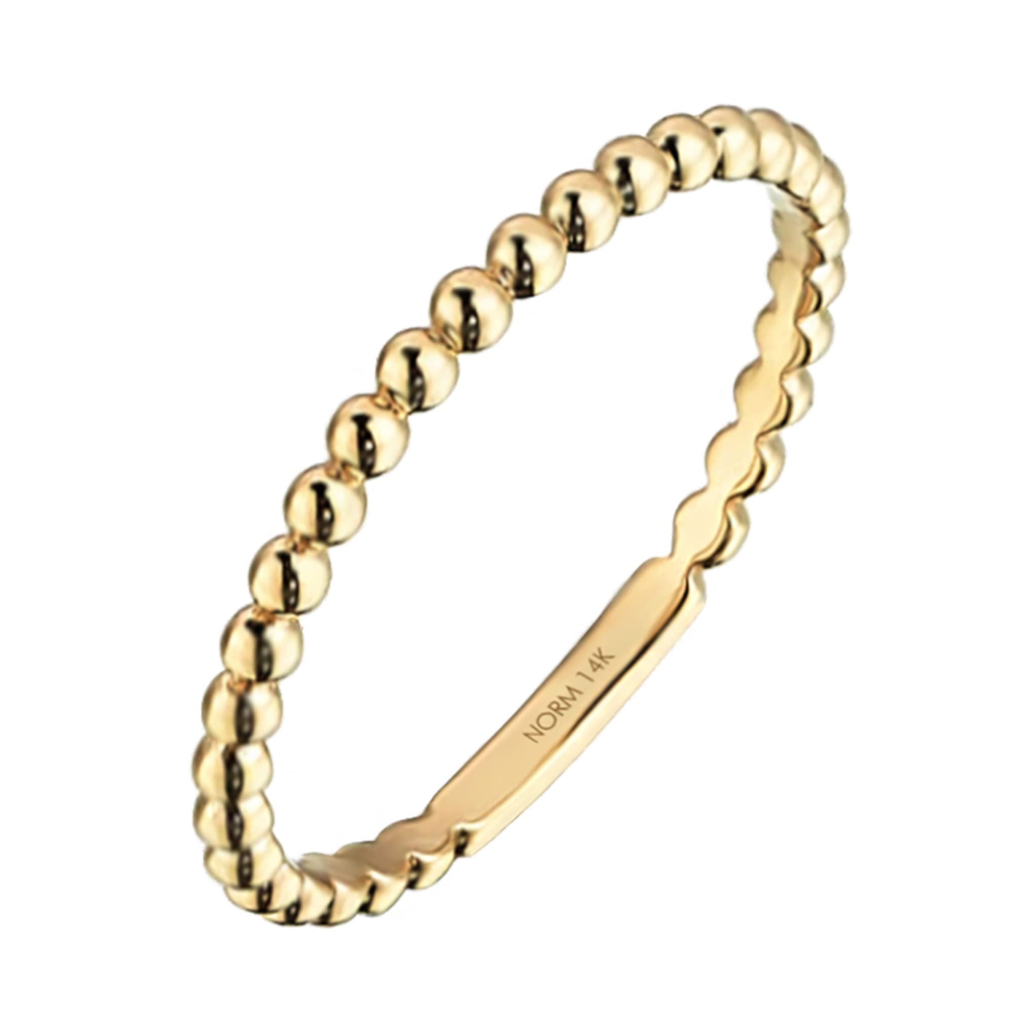 14K Solid Gold Ball Ring for Women - Minimalist Wedding Band in Rose Gold, White Gold & Yellow Gold - Elegant Stackable Ring for Everyday Wear & Special Occasions