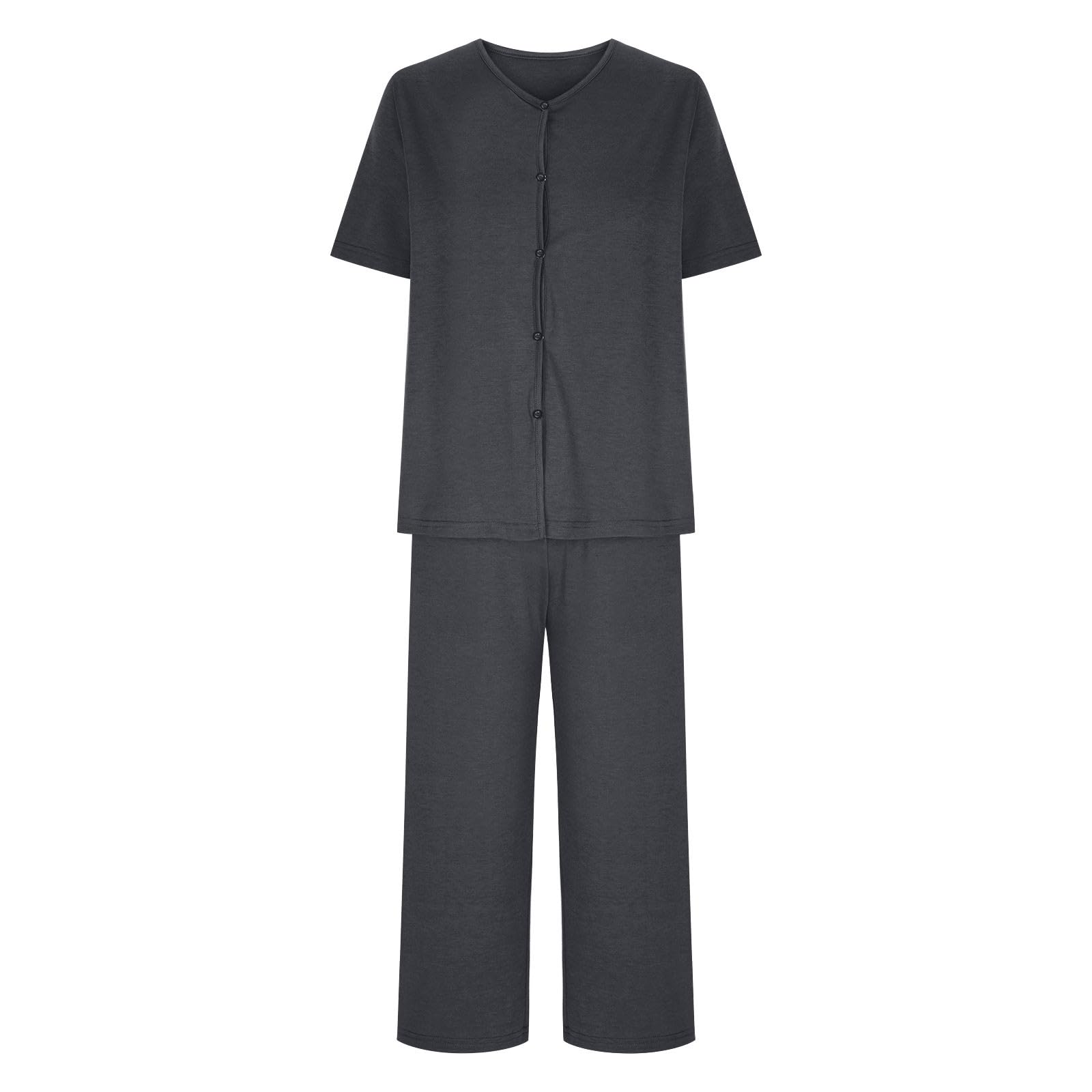 Women's Comfy V-Neck Lounge Set - Relaxed Two-Piece Outfit for Sleeping & Walking
