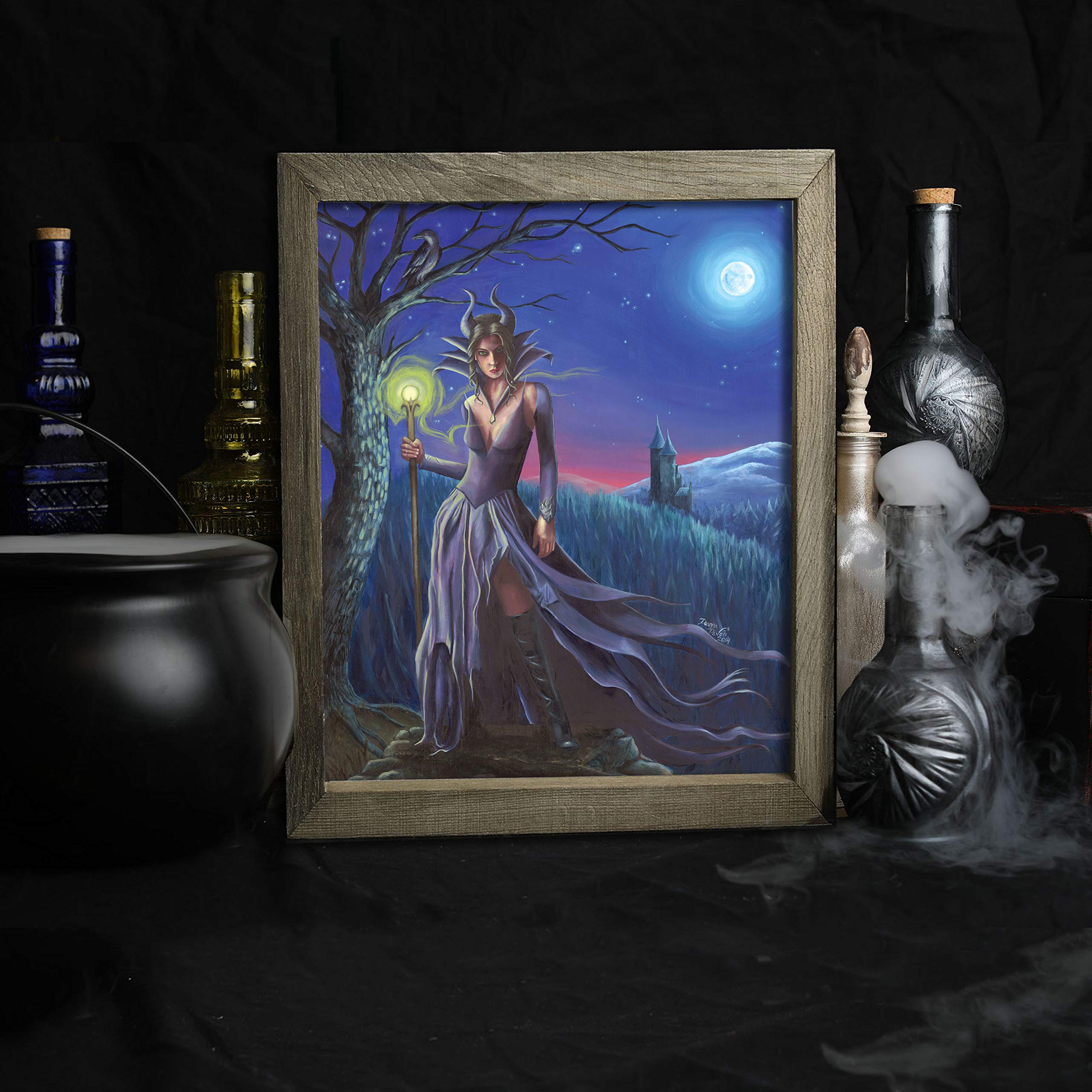 Maleficent Sleeping Beauty Fantasy Art Print - Gothic Fairy Tale Wall Decor 8x10 & 11x14 - Perfect for Halloween Decor, Bedroom Art & Dark Fantasy Collections