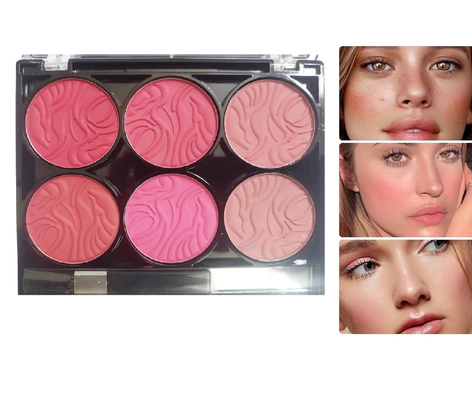 6-Color Matte & Shimmer Blusher Palette | Long-Lasting Face Makeup for Cheeks | Natural Glow for Day & Night Looks | Perfect for Contouring & Highlighting