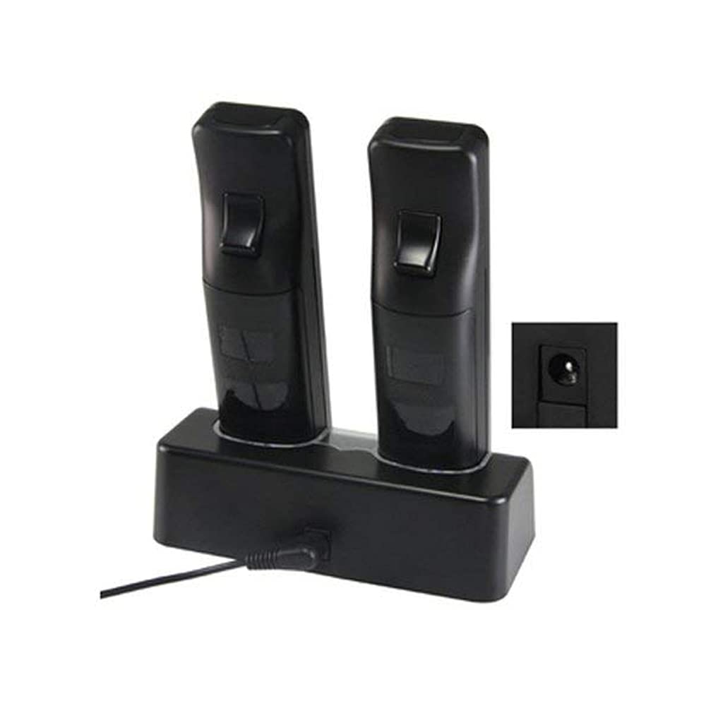 OSTENT Nintendo Wii Remote Controller Charger Dock Station with 2 Rechargeable Battery Packs - Black | Wireless Charging Solution for Wii Gaming Accessories | Perfect for Family Game Nights & Multiplayer Sessions