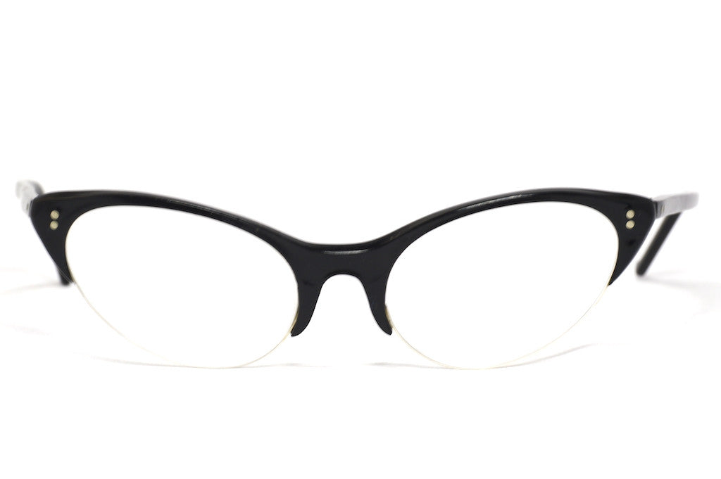 Vintage Black Supra Cat Eye Glasses 1950s 1960s Retro Style Eyewear for Women - Perfect for Costume Parties, Themed Events, and Vintage Fashion Looks