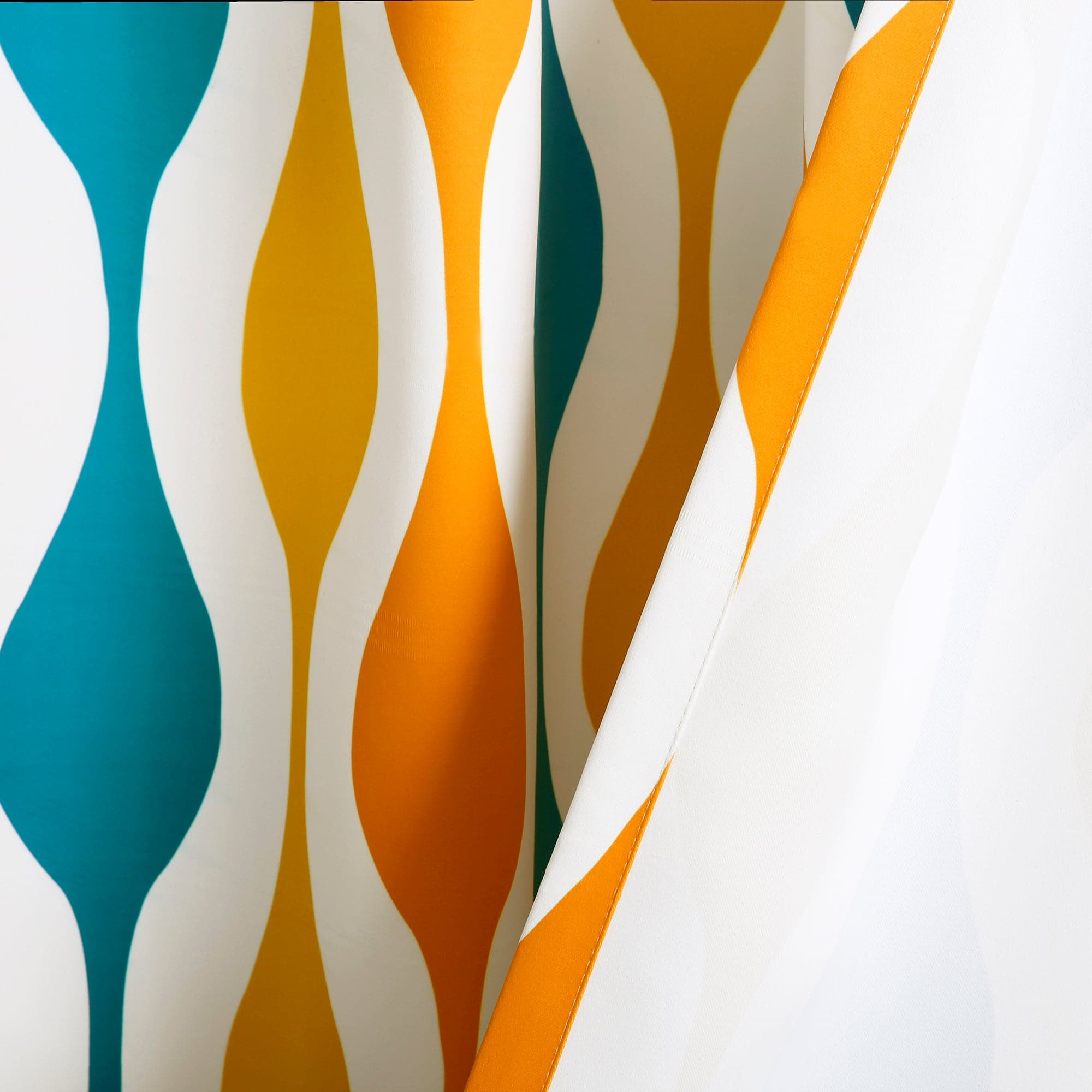 Mid Century Modern Geometric Light Filtering Window Curtains - Set of 2 Panels for Living Room & Bedroom | Sun Protection & Privacy Sheer Drapes