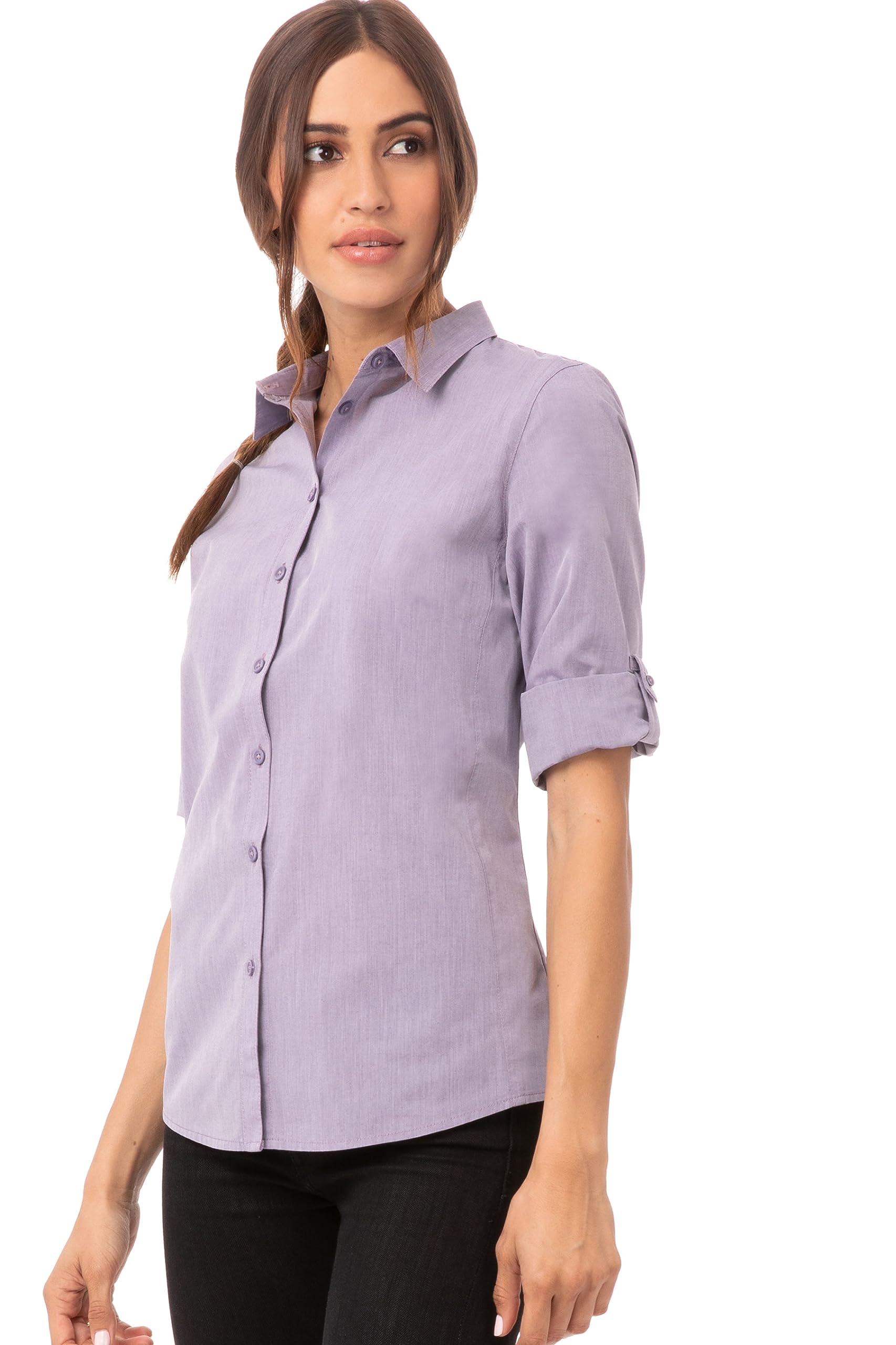 Chef Works Women's Modern Chambray Dress Shirt - Professional Kitchen Uniform for Female Chefs & Waitresses - Perfect for Restaurants, Catering & Culinary Schools