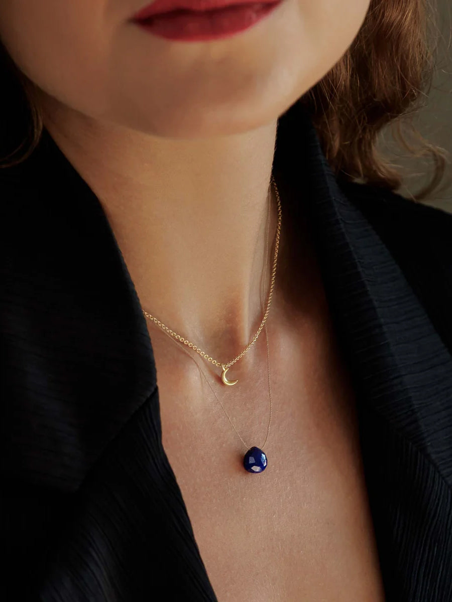 Wanderlust Life Gold Chain Pendant Necklace - Petite Luna Moon Charm Jewelry for Women | Perfect for Everyday Wear, Date Nights & Special Occasions