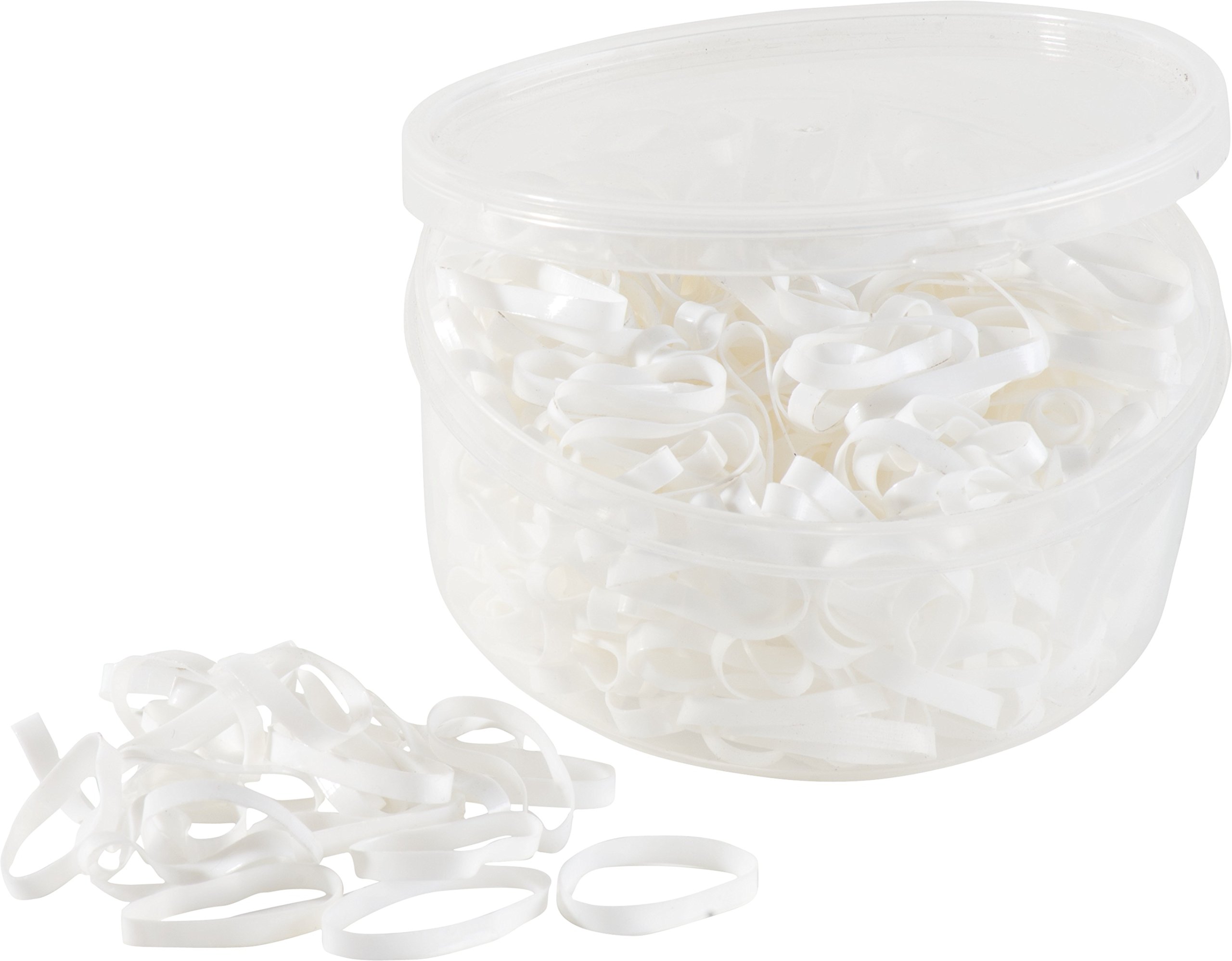 Hippo-Tonic Silicone Braiding Bands for Hair - White (100pcs) - No Damage Hair Ties for Women & Girls - Perfect for Braids, Ponytails & Hairstyling