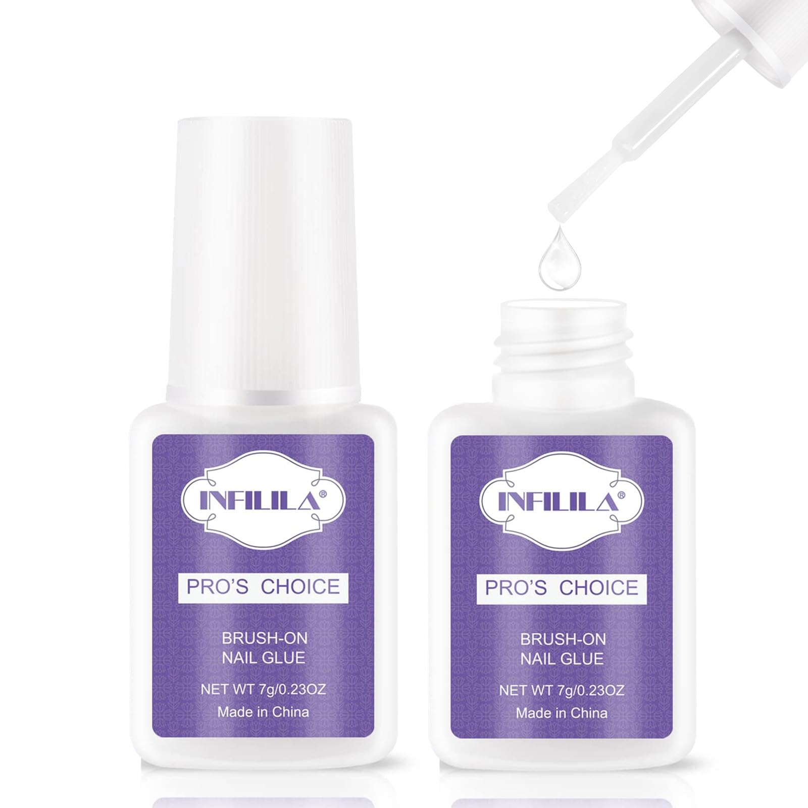 **INFILILA Super Strong Nail Tip Glue for Acrylic & Fake Nails - Professional Long Lasting Adhesive (7ml x 2PCS) - Perfect for Salon, DIY Manicures & Nail Extensions**