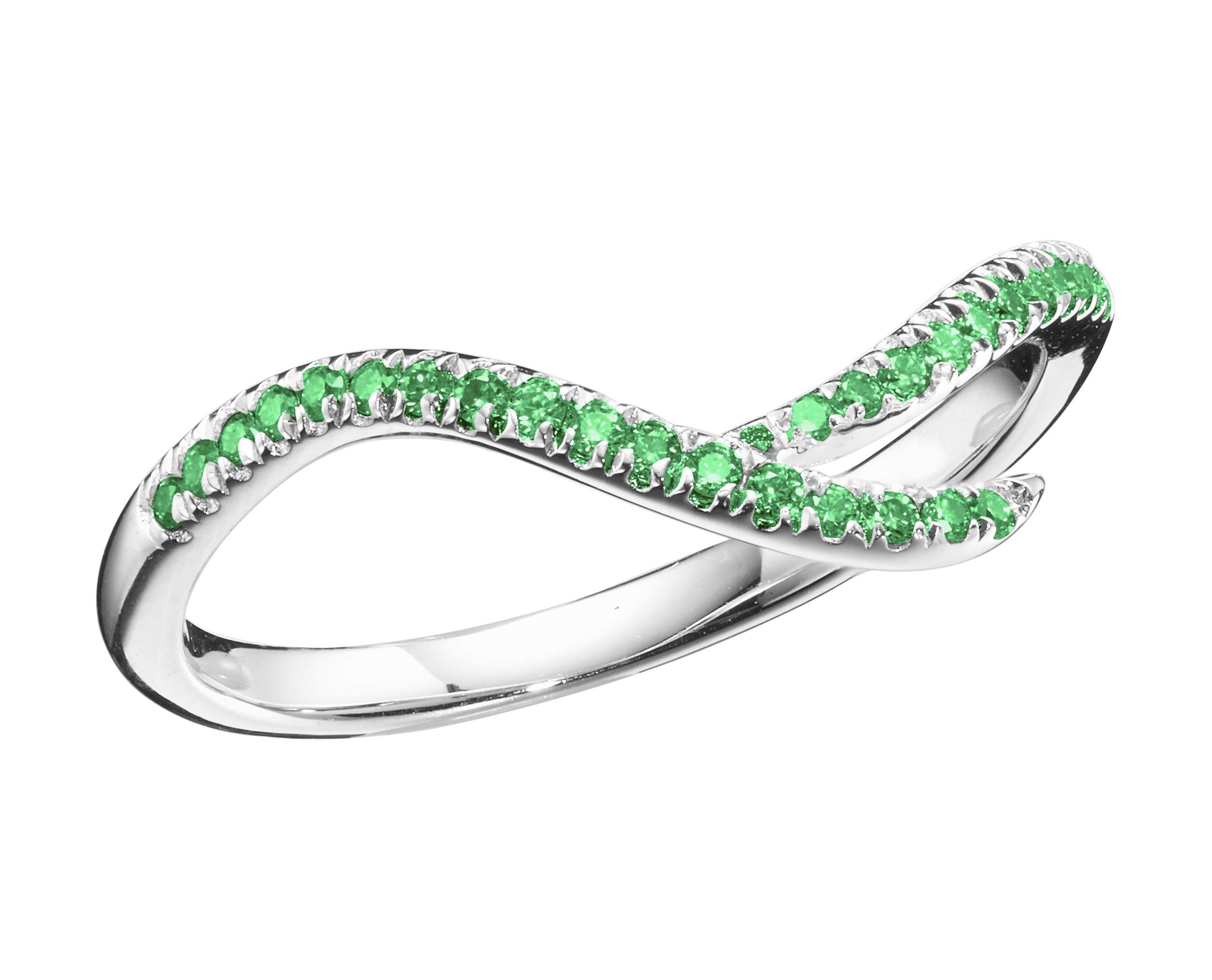 Majade 14K White Gold Raw Emerald Wedding Ring Set - Handmade Nature-Inspired Twig & Flower Design Bridal Ring Set for Engagement & Wedding - Perfect for Boho, Vintage, and Nature-Themed Ceremonies
