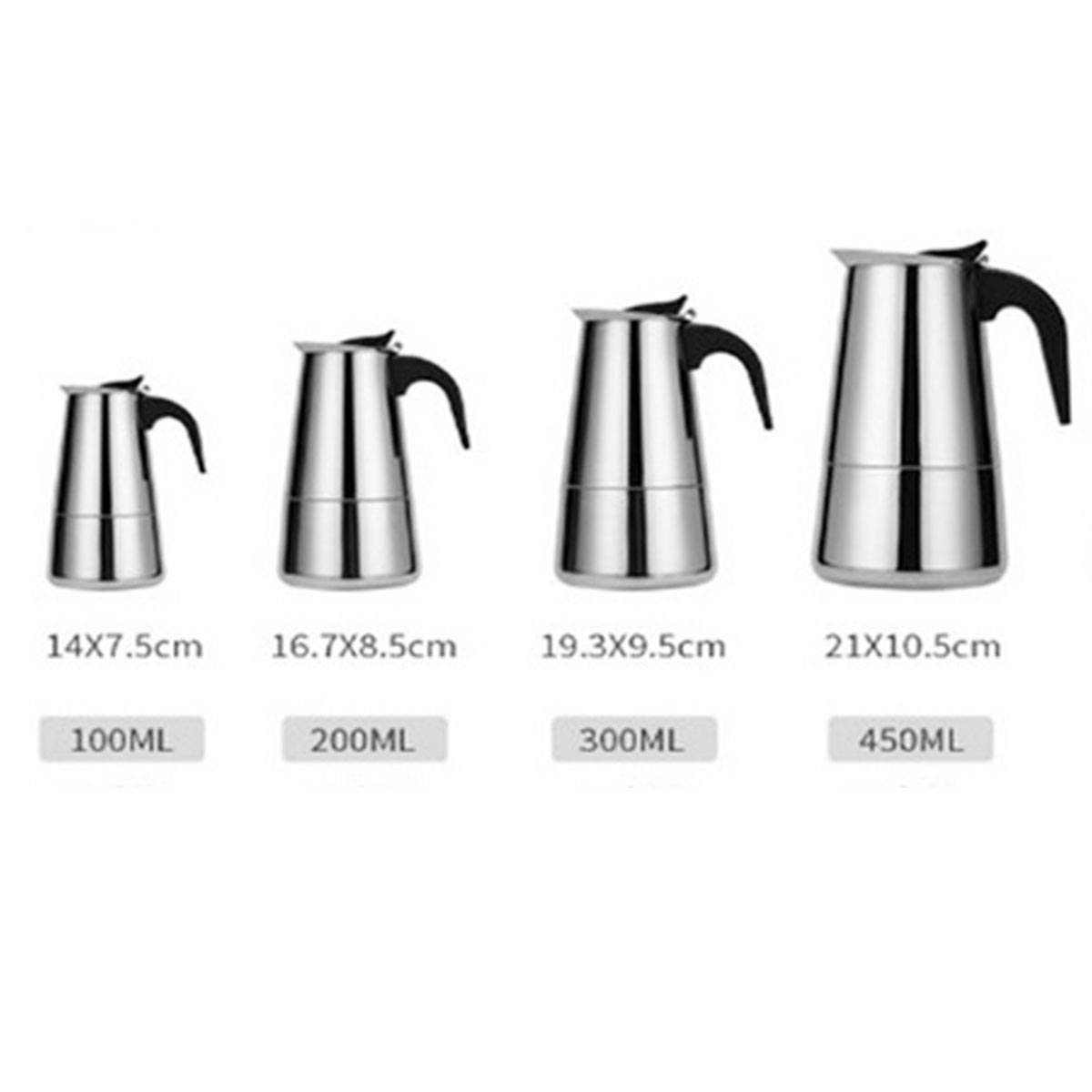 Premium Stainless Steel Italian Stovetop Moka Pot - 2 Cup (3.4 oz) Espresso Coffee Maker for Home & Camping - Classic Percolator for Gas, Electric & Induction Stoves