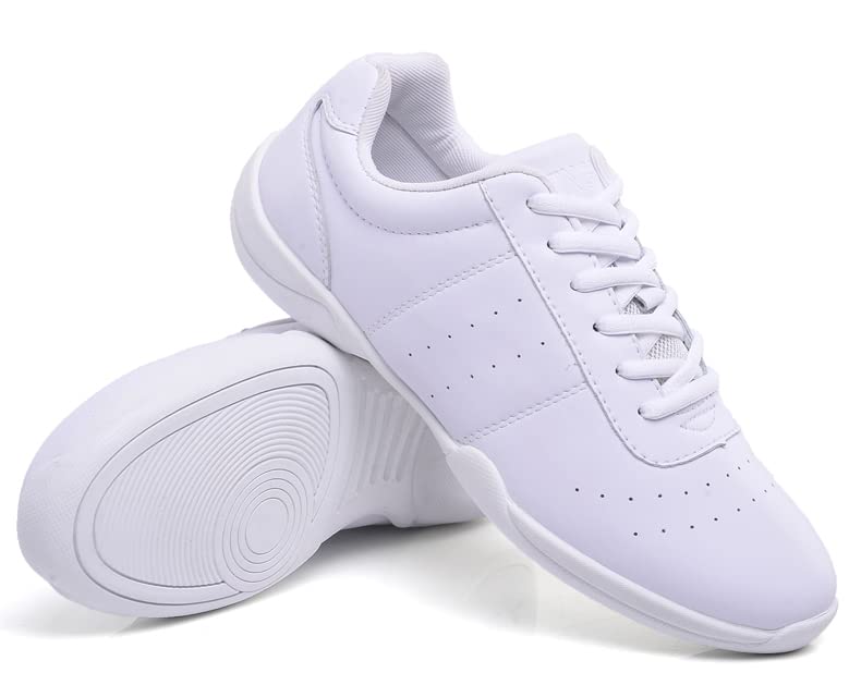 WUIWUIYU Cheerleading Shoes for Women & Youth - White Sports Dance Sneakers for Training, Competition & Tennis - Lightweight & Comfortable Cheer Shoes for Cheerleading, Dance Practice & Gym Workouts