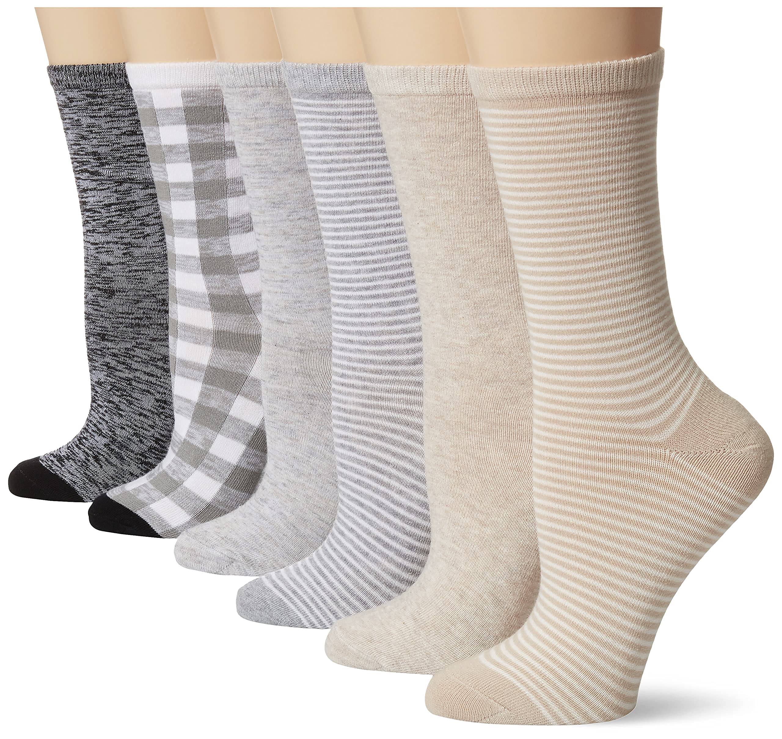 Amazon Essentials Women's Casual Crew Socks 6-Pack - Soft Cotton Everyday Socks for Work, Gym & Home Comfort