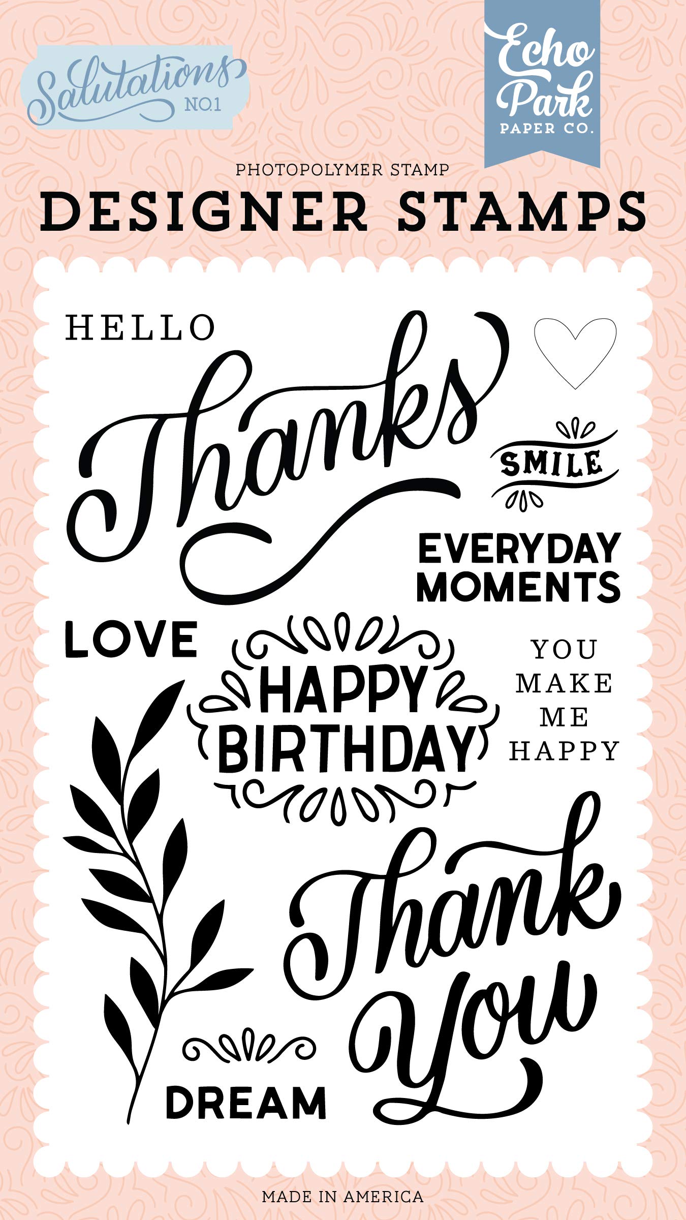 Echo Park Paper Co. Thanks Set Stamp - Scrapbooking, Card Making, DIY Crafts, Handmade Greeting Cards
