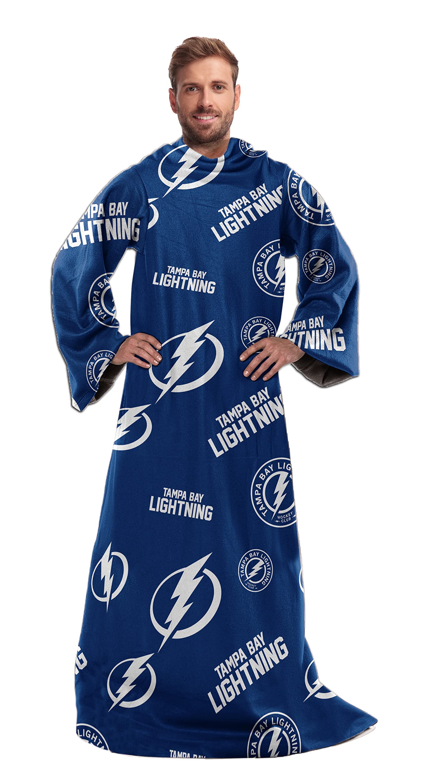 Tampa Bay Lightning NHL Team Blanket with Sleeves - 48x71 Inch Soft Fleece Throw for Adults - Perfect for Watching Games, Lounging & Staying Warm