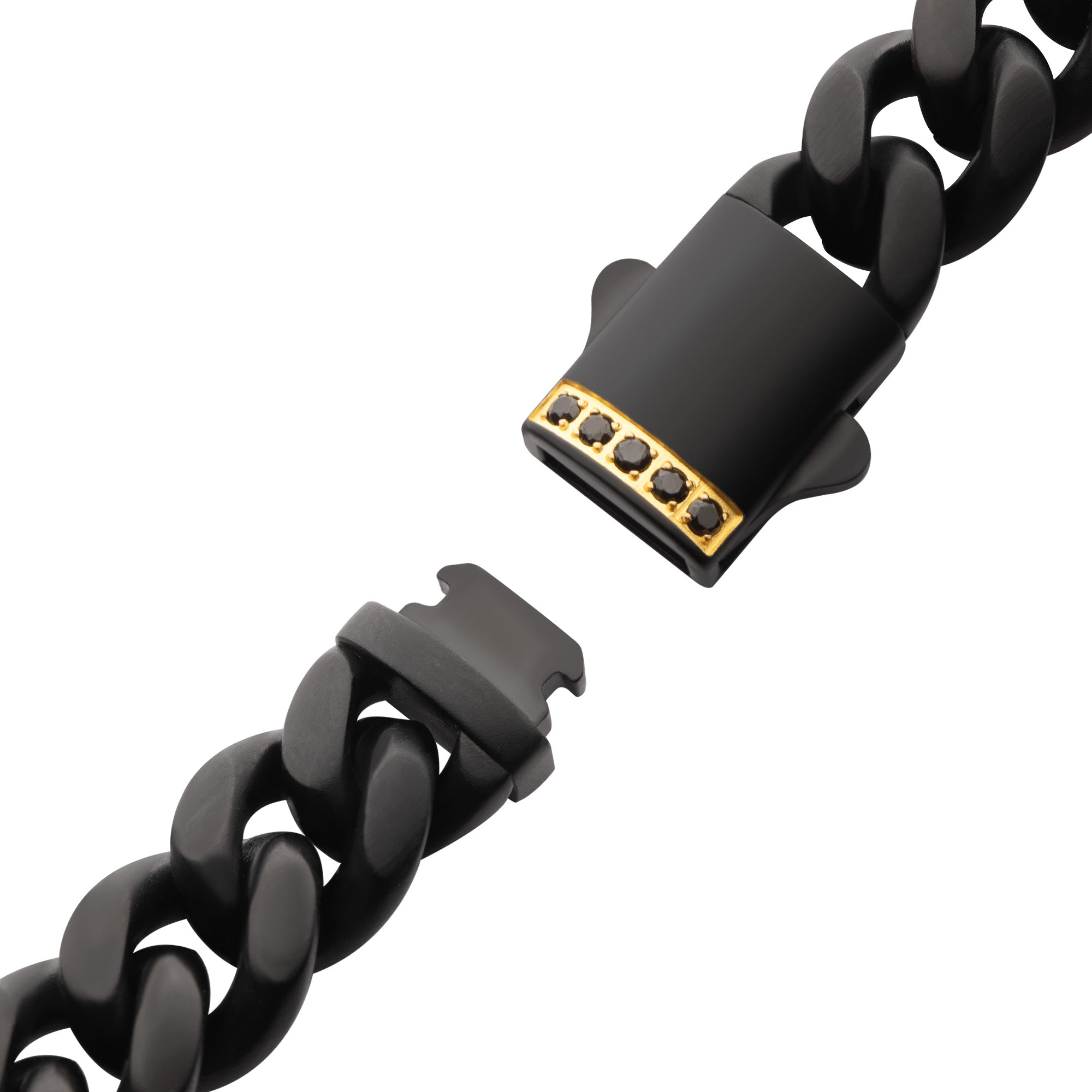 10mm Black IP Steel Matte Finish Miami Cuban Chain Bracelet with 1.6mm Genuine Black Sapphire Gem - Stylish Men's Jewelry for Casual Wear, Parties & Gifts