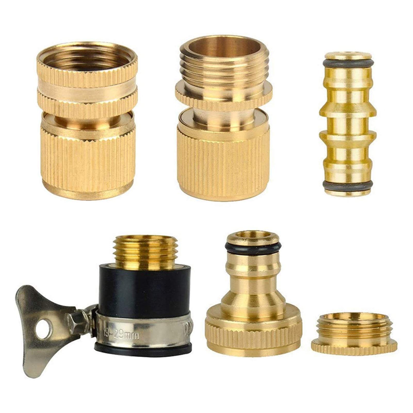 **PYouo Brass Pipe Joint Set - Heavy Duty Expandable Garden Hose Fittings, Tap Connectors & Adaptors (Yellow) - Perfect for Outdoor Watering, Irrigation & DIY Plumbing Projects**