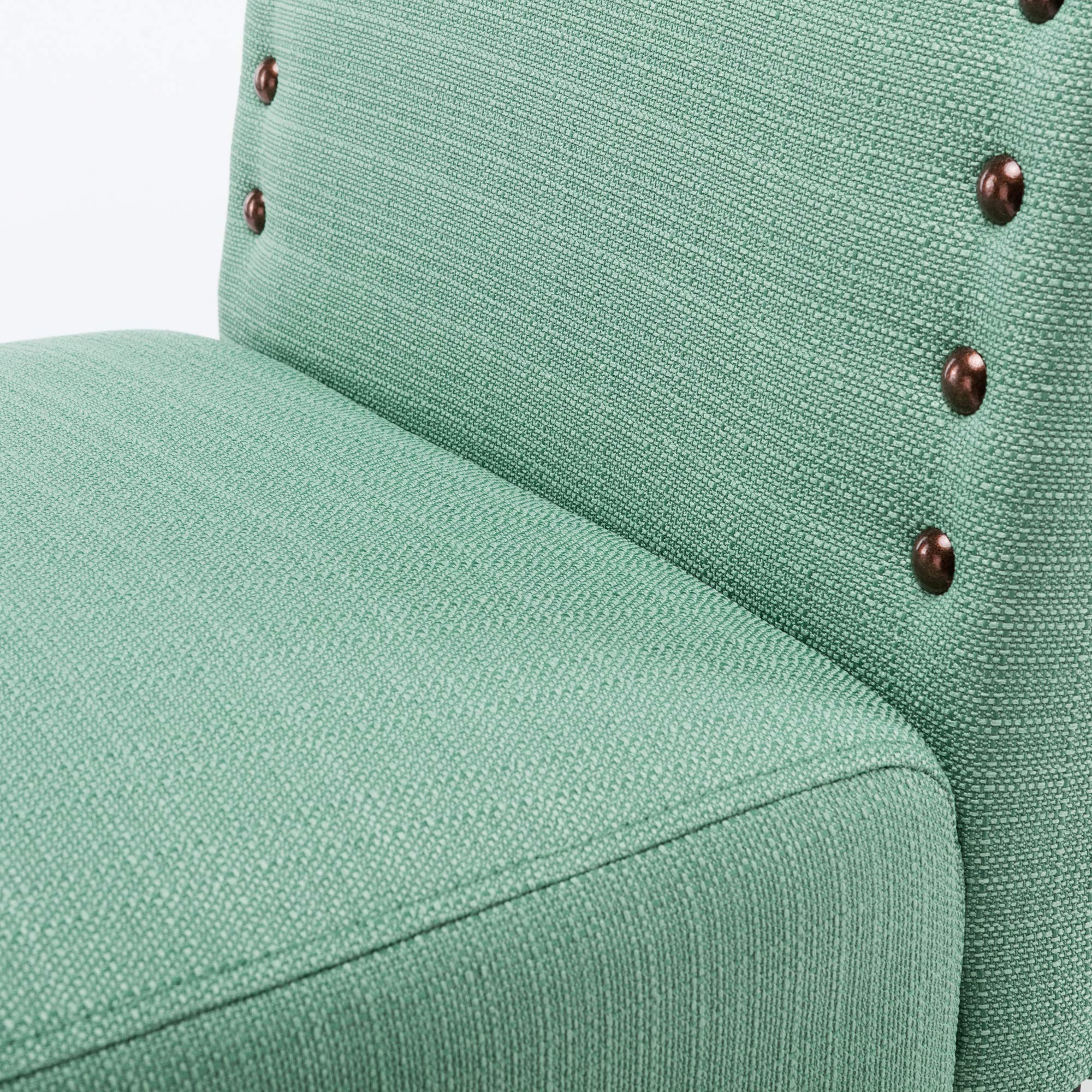 LSSBOUGHT Set of 2 Green Upholstered Parsons Dining Chairs - Solid Wood Frame Fabric Kitchen Chairs with Nailhead Trim - Perfect for Dining Room, Kitchen, and Breakfast Nook