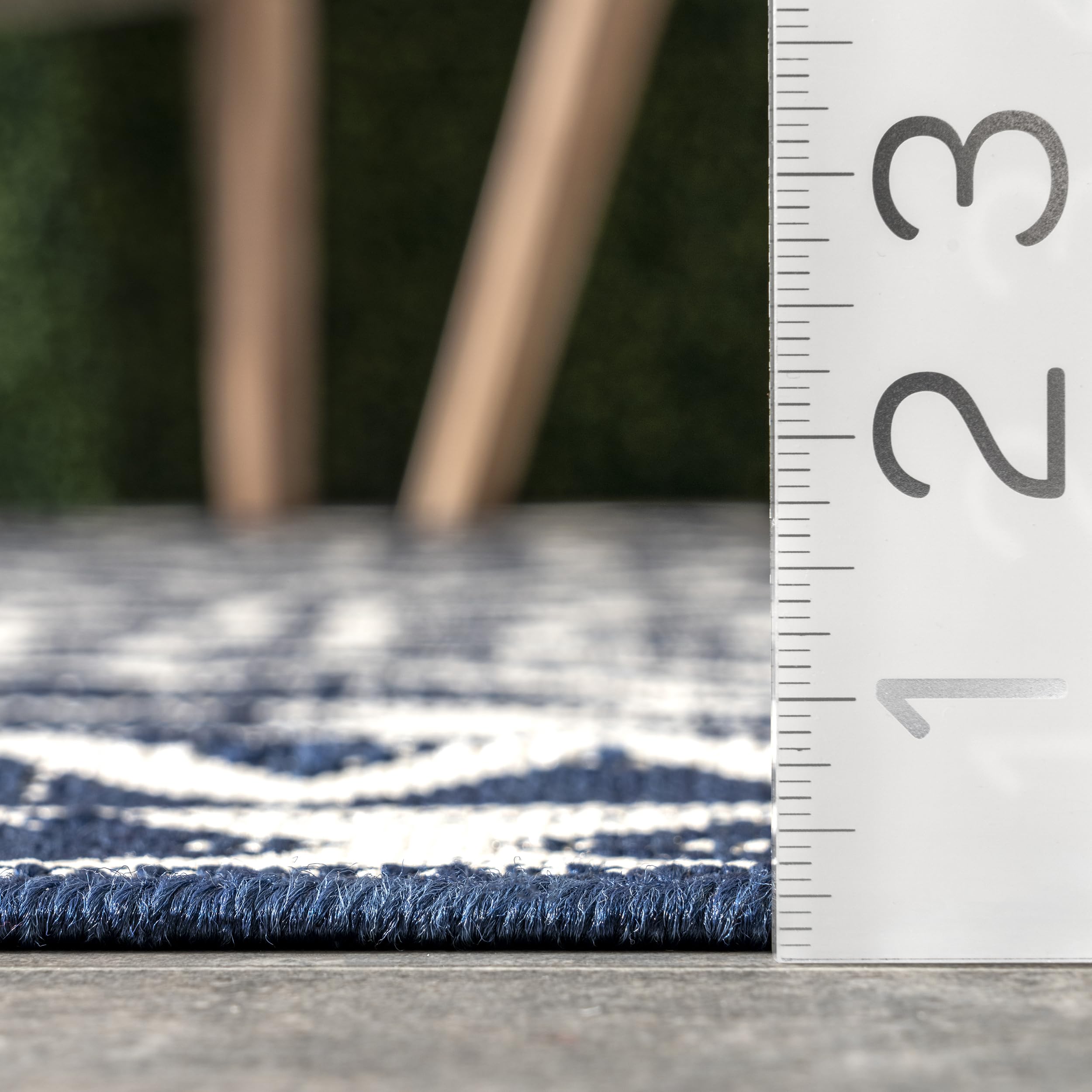 nuLOOM 8' x 10' Outdoor Performance Area Rug - Stain & Weather Resistant - High Traffic Patio & Balcony Rug - Cari Blue Design - Perfect for Outdoor Entertaining & Poolside Lounging