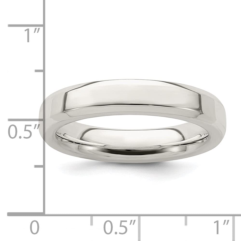 Diamond2Deal 925 Sterling Silver 4mm Bevel Edge Wedding Band Ring for Men & Women - Classic Comfort Fit Wedding Ring for Engagement, Anniversary, and Everyday Wear