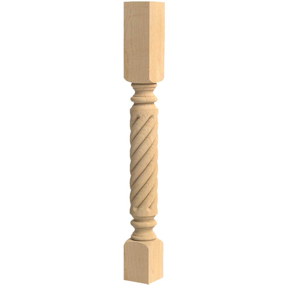 Roman Classic Roped Island Column in Red Oak - Elegant Kitchen Island Support Post for Farmhouse & Traditional Home Decor