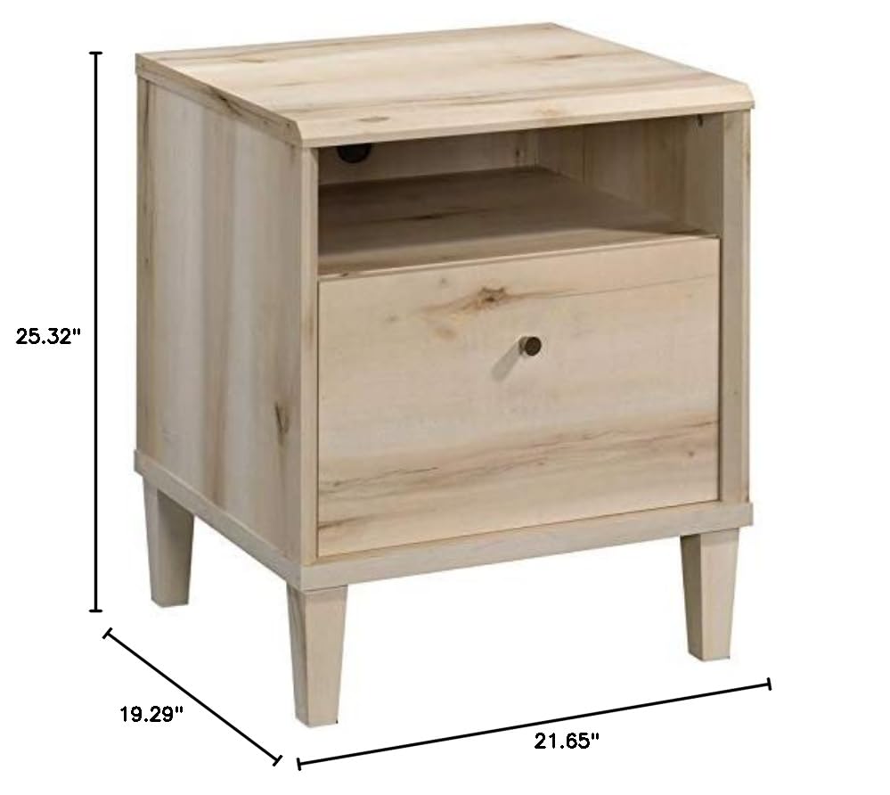 Pacific Maple Nightstand Set of 2 - Modern Bedside Table with Storage Drawer for Bedroom, Living Room & Guest Room - Solid Wood Night Stand with Easy Assembly