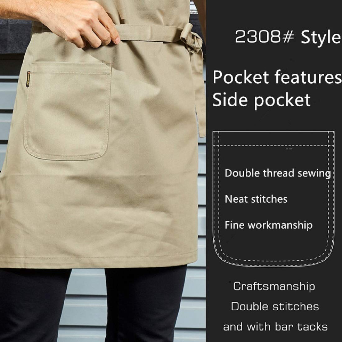 Premium Unisex Chef Apron with Pockets - Navy Blue Kitchen Cooking Apron for Professional Chefs & Home Cooks - Perfect for BBQ, Baking, Grilling & Culinary Classes