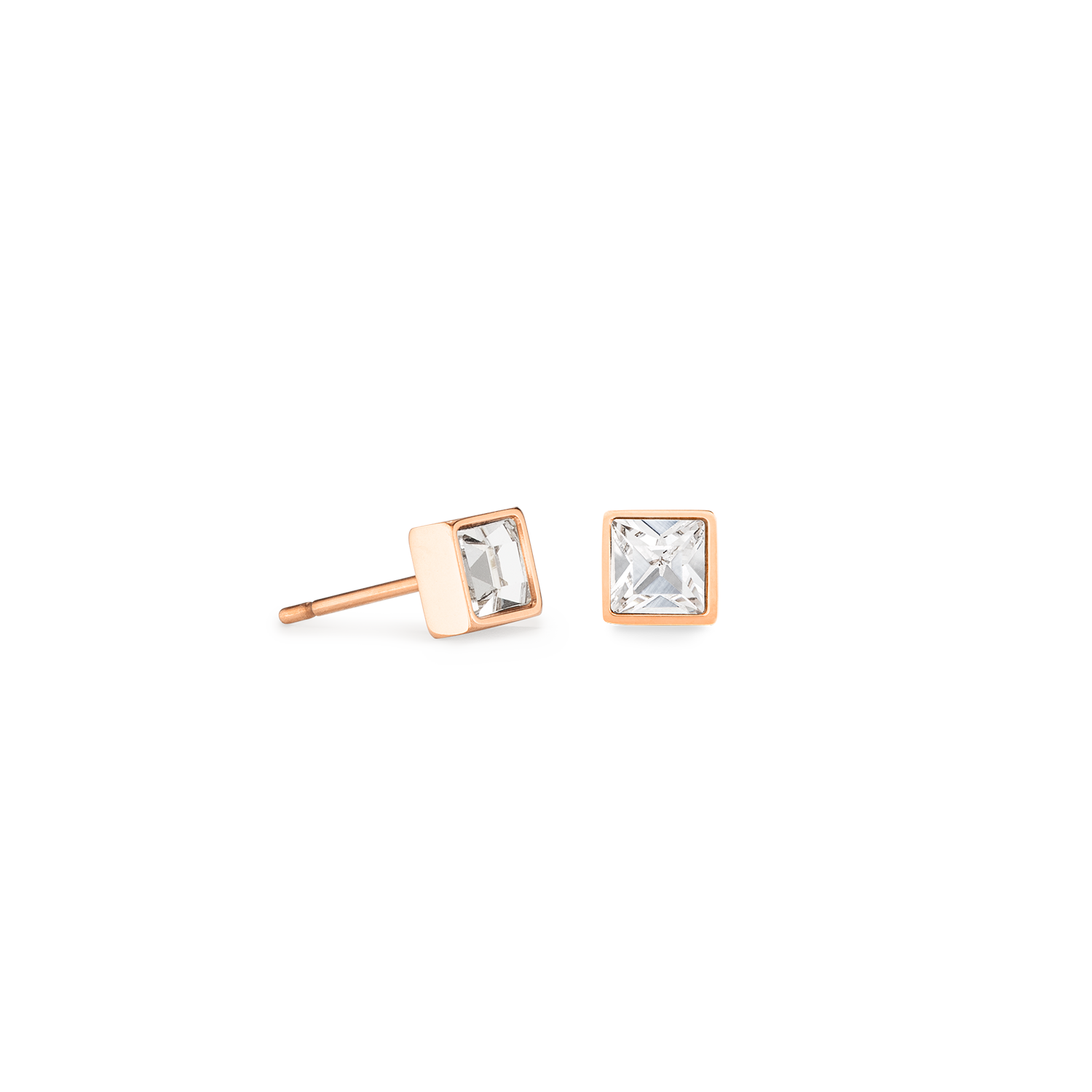 Sparkling Rose Gold Crystal Square Stud Earrings for Women - Elegant Gift for Wedding, Party & Everyday Wear