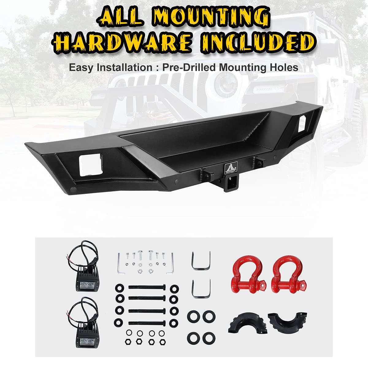 NIXON OFFROAD Rear Bumper Combo for 2018-2025 Jeep Wrangler JL & JLU - 2
