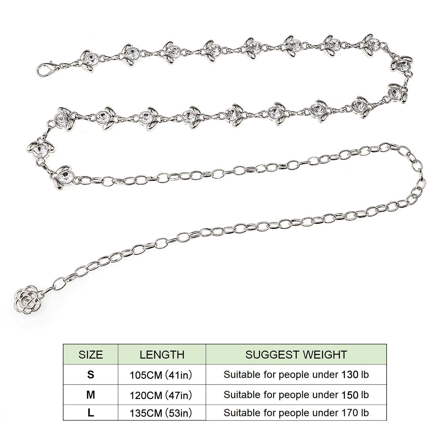 Glamorstar Women's Rhinestone Crystal Chain Belt - Elegant Waist Belt for Dresses, Parties & Special Occasions | Perfect Gift for Women & Fashion Accessories