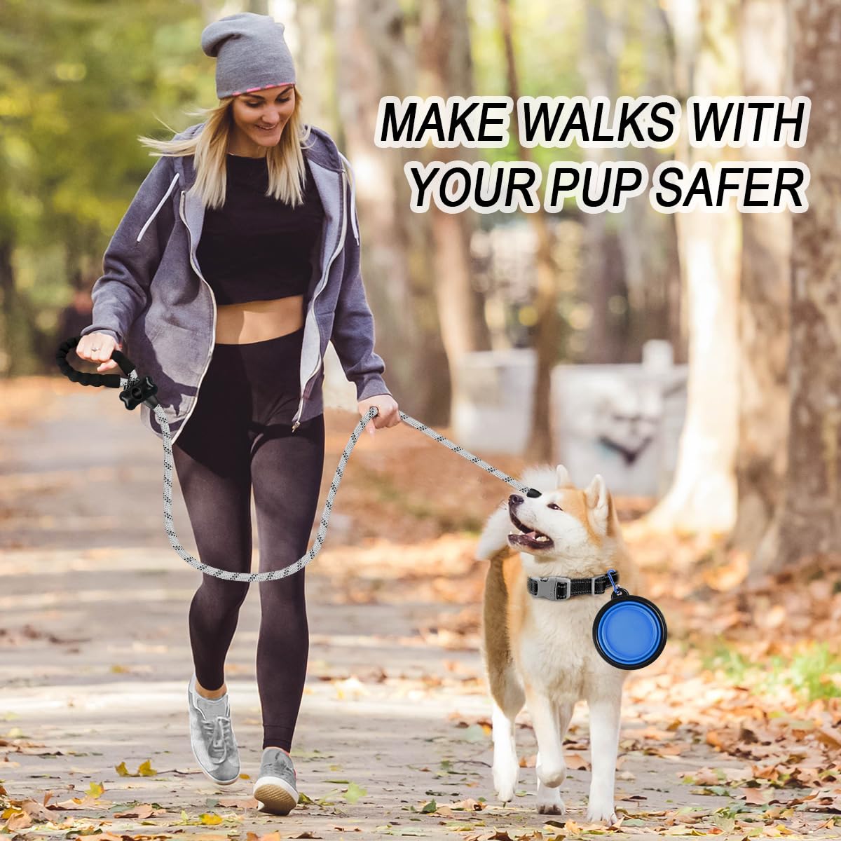 BARKBAY Heavy Duty Dog Leash for Large Dogs - 4/5/6 FT Durable Reflective Leash with Comfortable Padded Handle - Perfect for Walking, Training, Running & Night Safety (5FT-1/2'', Gray)