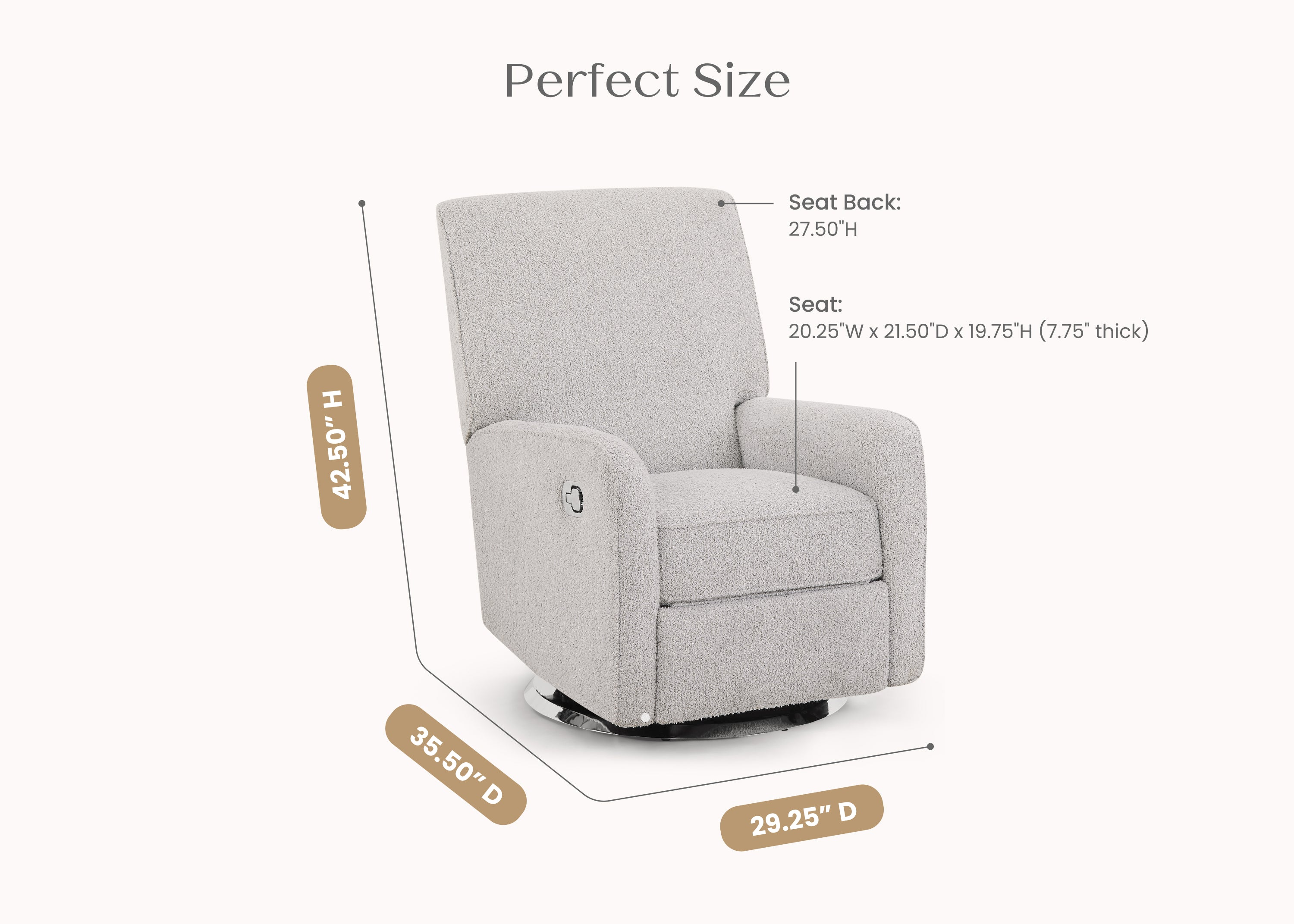 Nest Nursery Swivel Recliner Chair - 360° Rotating Glider Rocker with Lumbar Support for Nursing, Feeding & Relaxing - Perfect for Baby Nursery, Breastfeeding & Nursery Decor