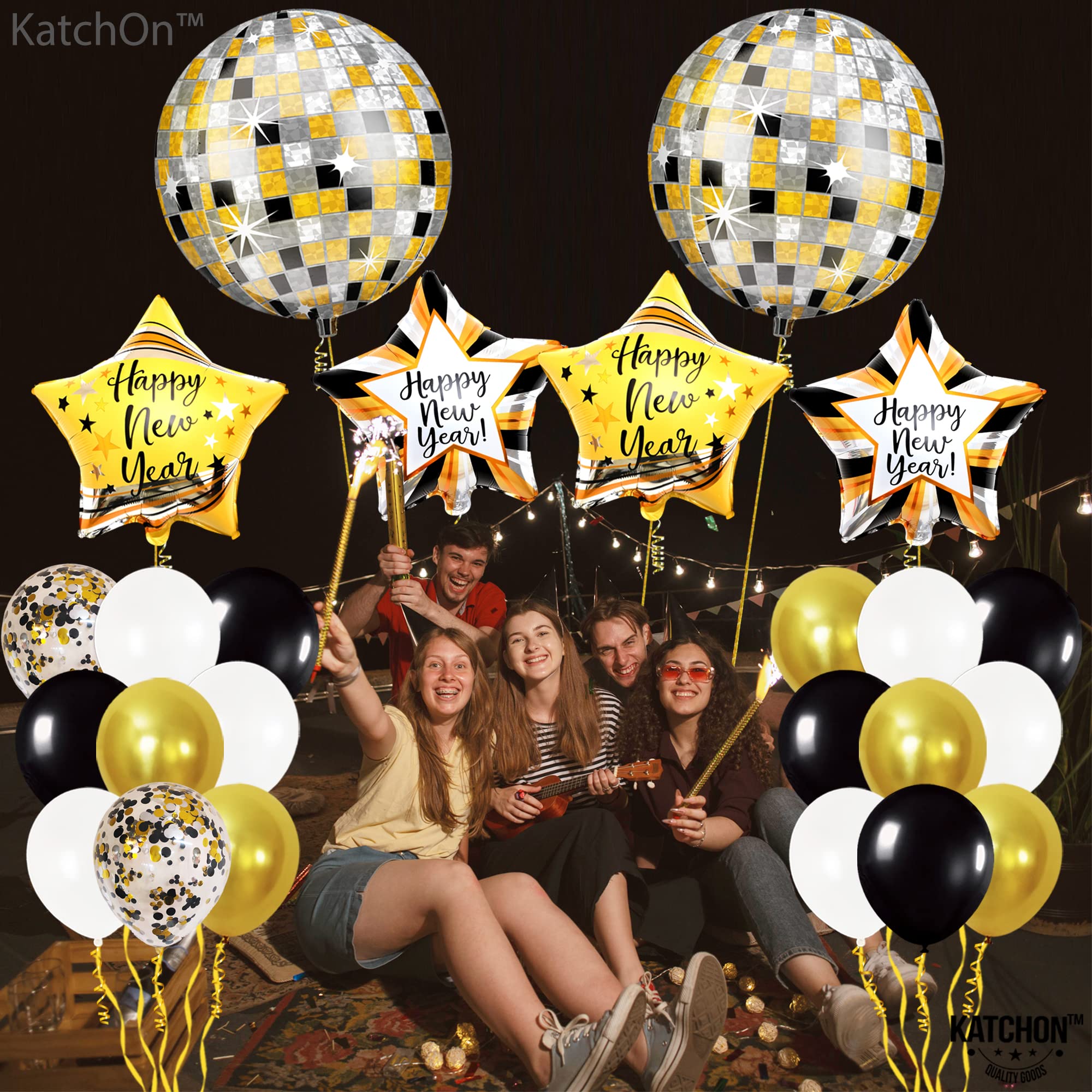 KatchOn 2025 New Year Balloons Set - 38-Piece Party Decorations for New Year's Eve Celebration | Happy New Year Decor, NYE Balloons for Home & Party Supplies | Perfect for Countdown, Photo Backdrops & Festive Decorations