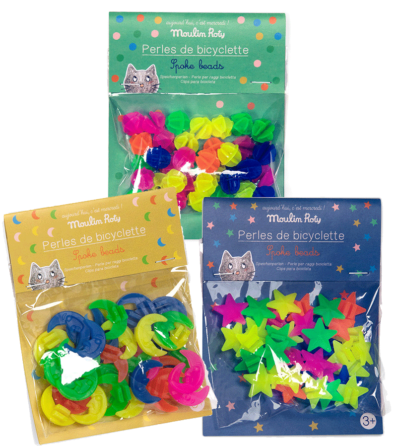 Colorful Bicycle Spoke Beads by Moulin Roty - Fun Wheel Accessories for Kids & Adults - Perfect for Bike Decor, Safety Visibility & Playful Riding