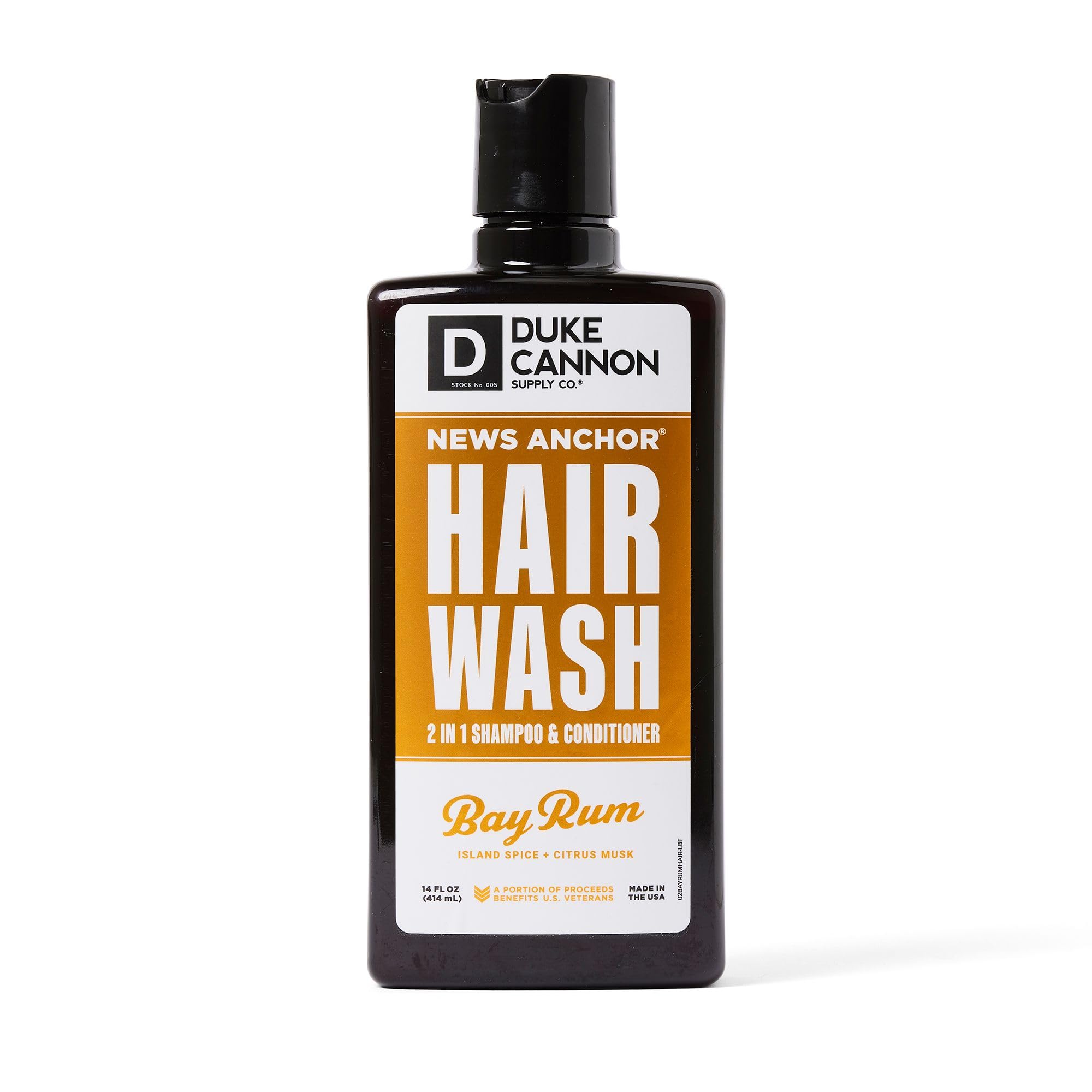 Duke Cannon News Anchor® 2-in-1 Shampoo & Conditioner for Men - Bay Rum Scent, 14 oz | Hydrating Hair Care | Perfect for Travel & Gym Use