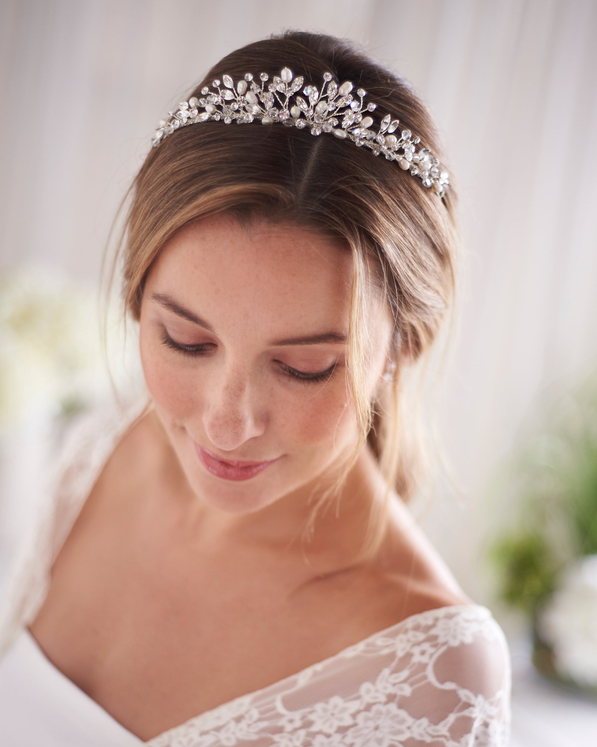 Aspen Pearl & Crystal Tiara – Elegant Bridal Headpiece for Weddings, Prom, and Special Occasions