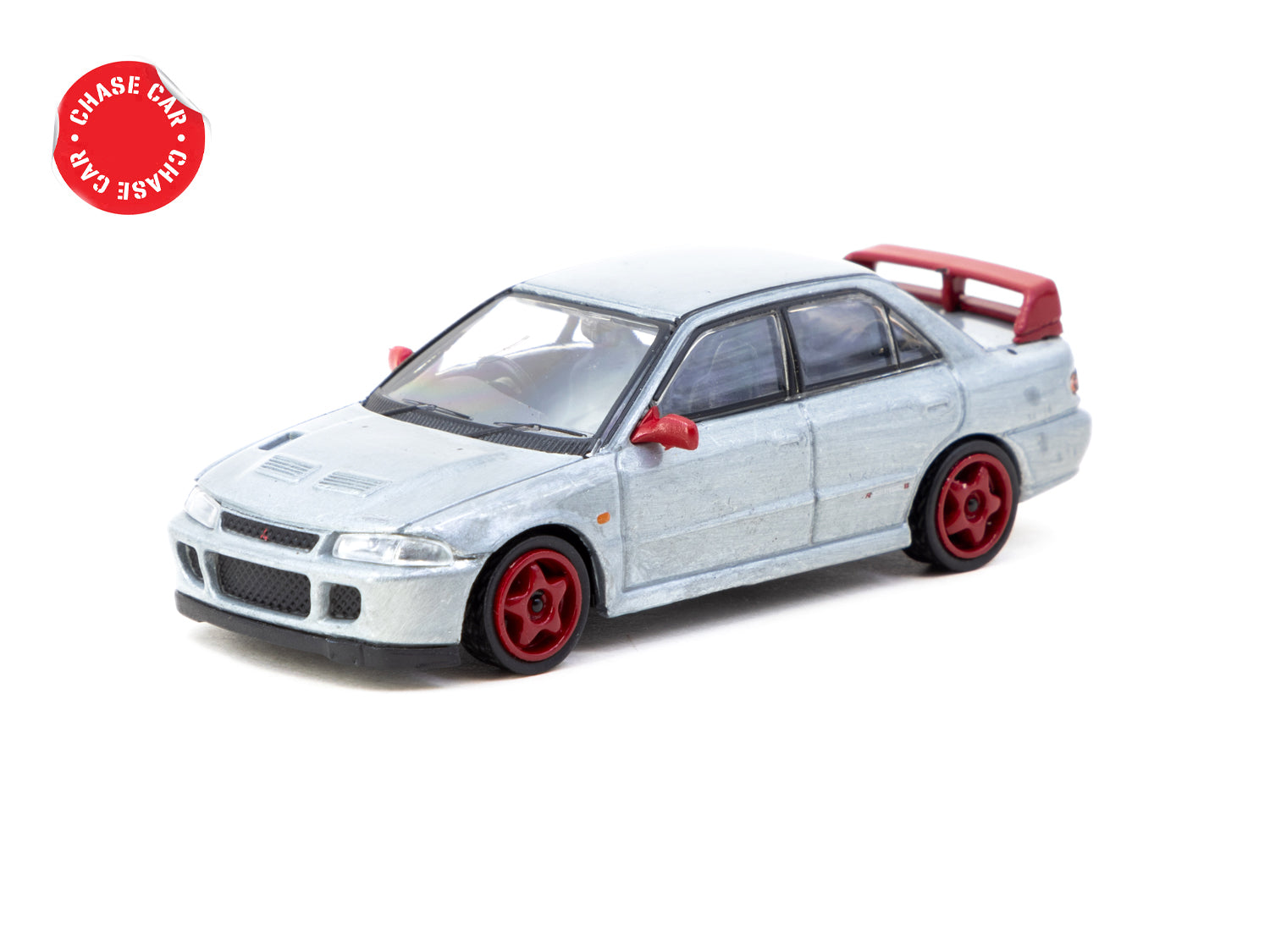 Tarmac Works 1/64 Scale Mitsubishi Lancer GSR Evolution II Diecast Model Car - Red with Tarmac Cards - Collectible Miniature Vehicle for Display & Racing Scenes - Perfect for Car Enthusiasts & Model Collectors