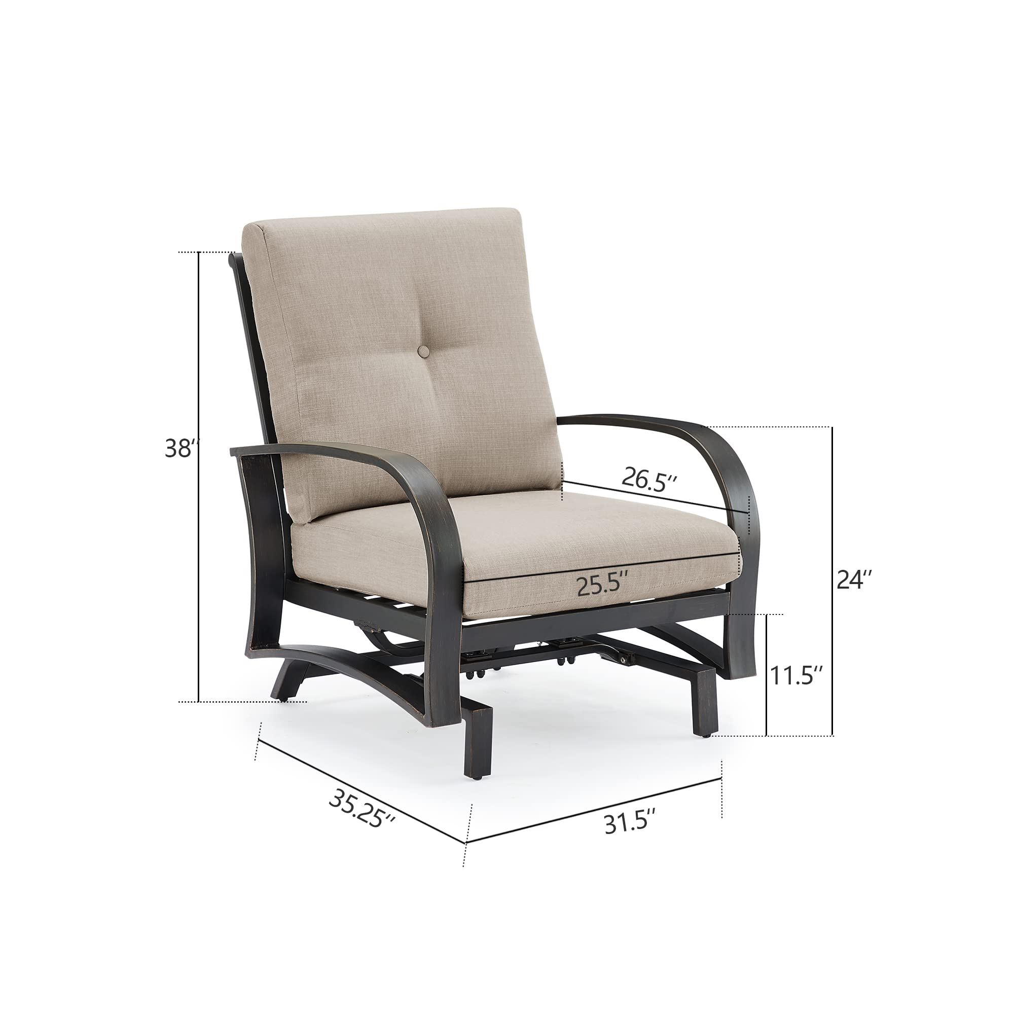 Ulax Outdoor 3-Piece Bistro Set with 2 Rocking Chairs & Side Table - Patio Conversation Sofa Furniture with Sunbrella Cushions - Perfect for Garden, Deck, Balcony & Backyard Relaxation