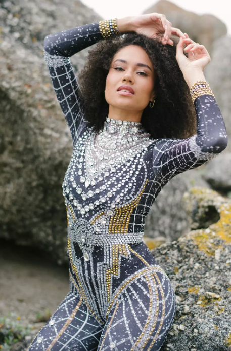 Sparkling Rhinestone Jumpsuit - Black & Gold Crystal Bodysuit for Women | Elegant Party Outfit, Clubwear, Stage Performance Costume, Evening Gala Dress