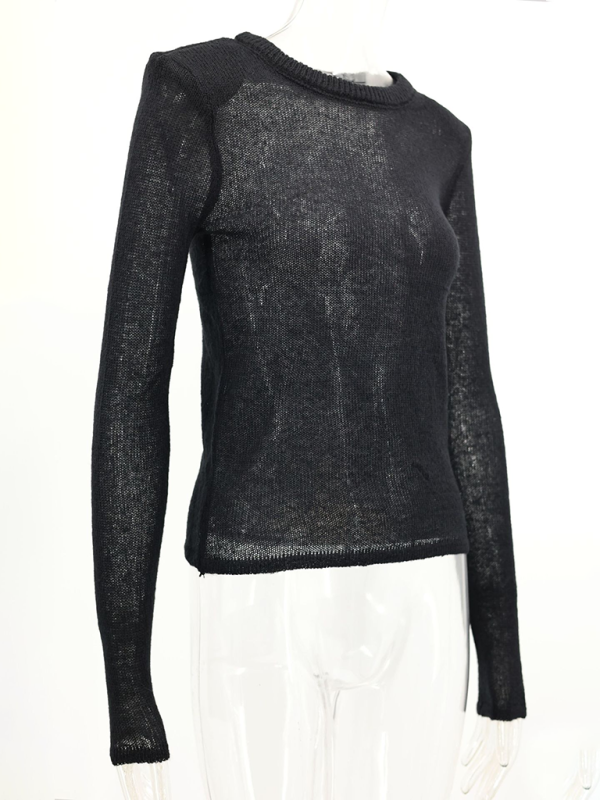 Stylish Hollow Knit Sweater for Women - Lightweight Autumn Cardigan for Casual Wear & Layering