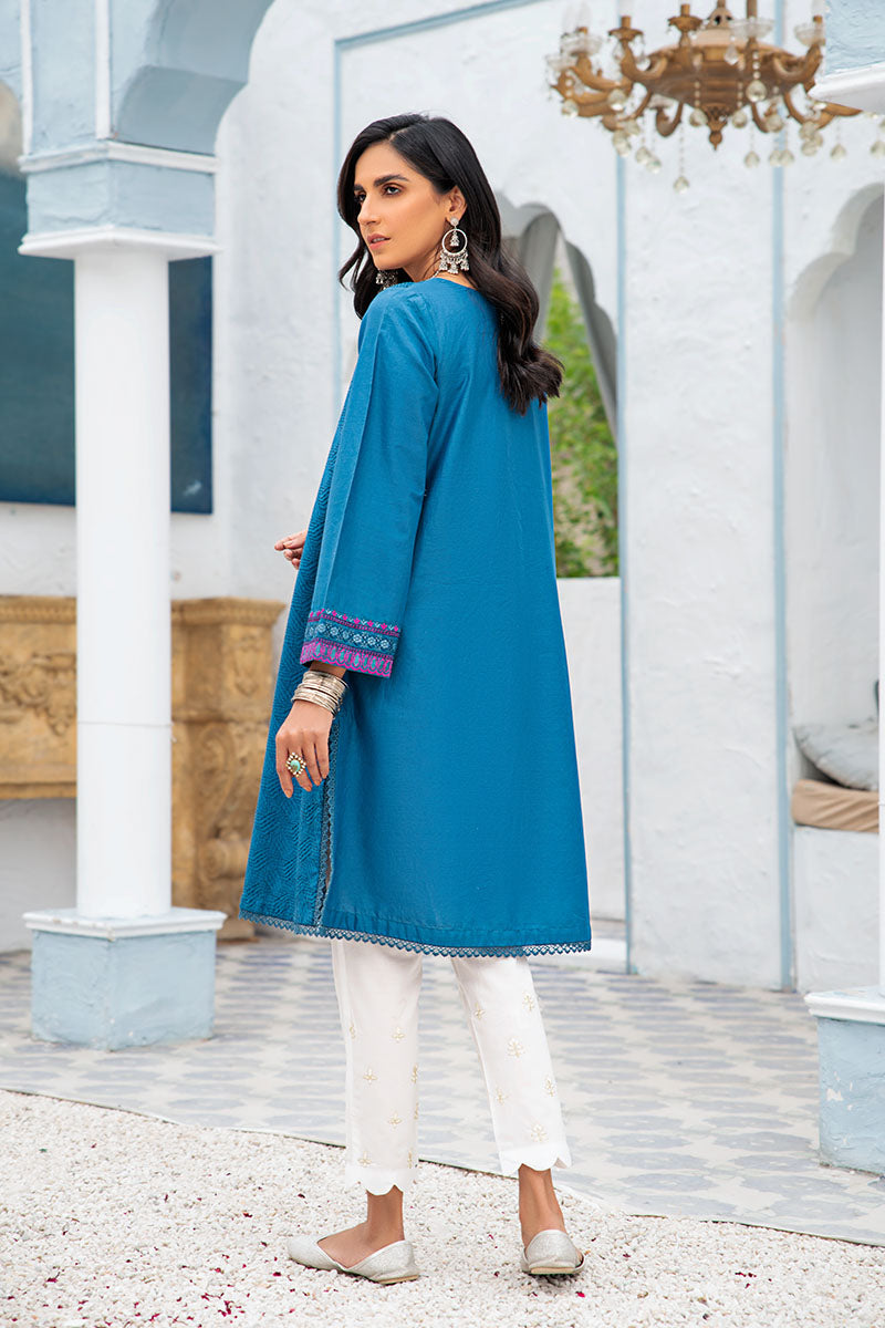 Azure Tuffet Embroidered Shirt - Stylish Casual & Office Wear for Women | Perfect for Summer Outfits, Date Nights & Business Meetings