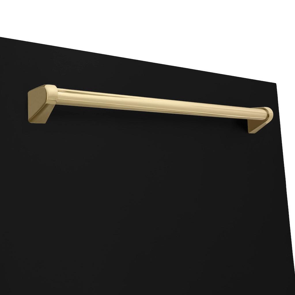 ZLINE Autograph Edition 24 Inch Black Matte Dishwasher with Champagne Bronze Handle - 3rd Rack, Top Touch Controls, 45dBA Ultra Quiet - Perfect for Modern Kitchens, Open Concept Homes & Luxury Condos (DWMTZ BLM 24 CB)