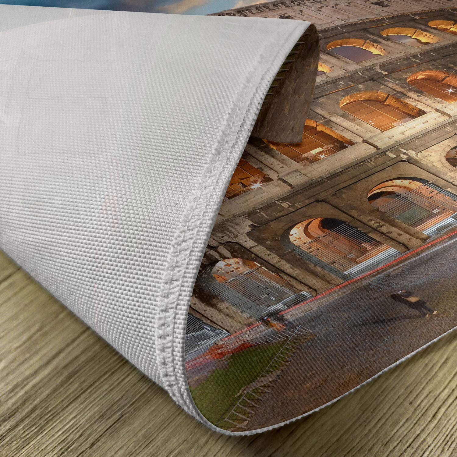 Ambesonne Italian Place Mats Set of 4 - Colosseum Under Autumn Sunset in Rome, Historical Landmark Print, Washable Fabric Table Mats for Dining Room & Kitchen Decor (Blue & Tan) | Perfect for Italian-Themed Dinners, Holiday Gatherings & Home Decor