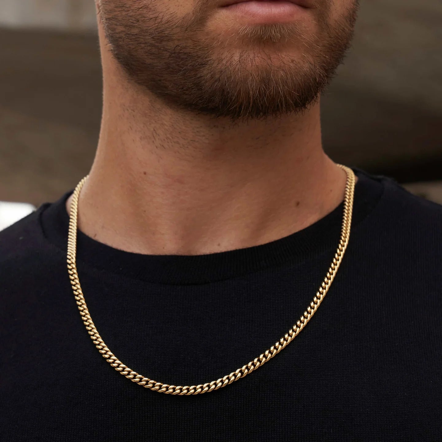 18K Yellow Gold Cuban Link Chain Necklace for Men - 5mm Thick Hip Hop Jewelry for Everyday Wear & Special Occasions