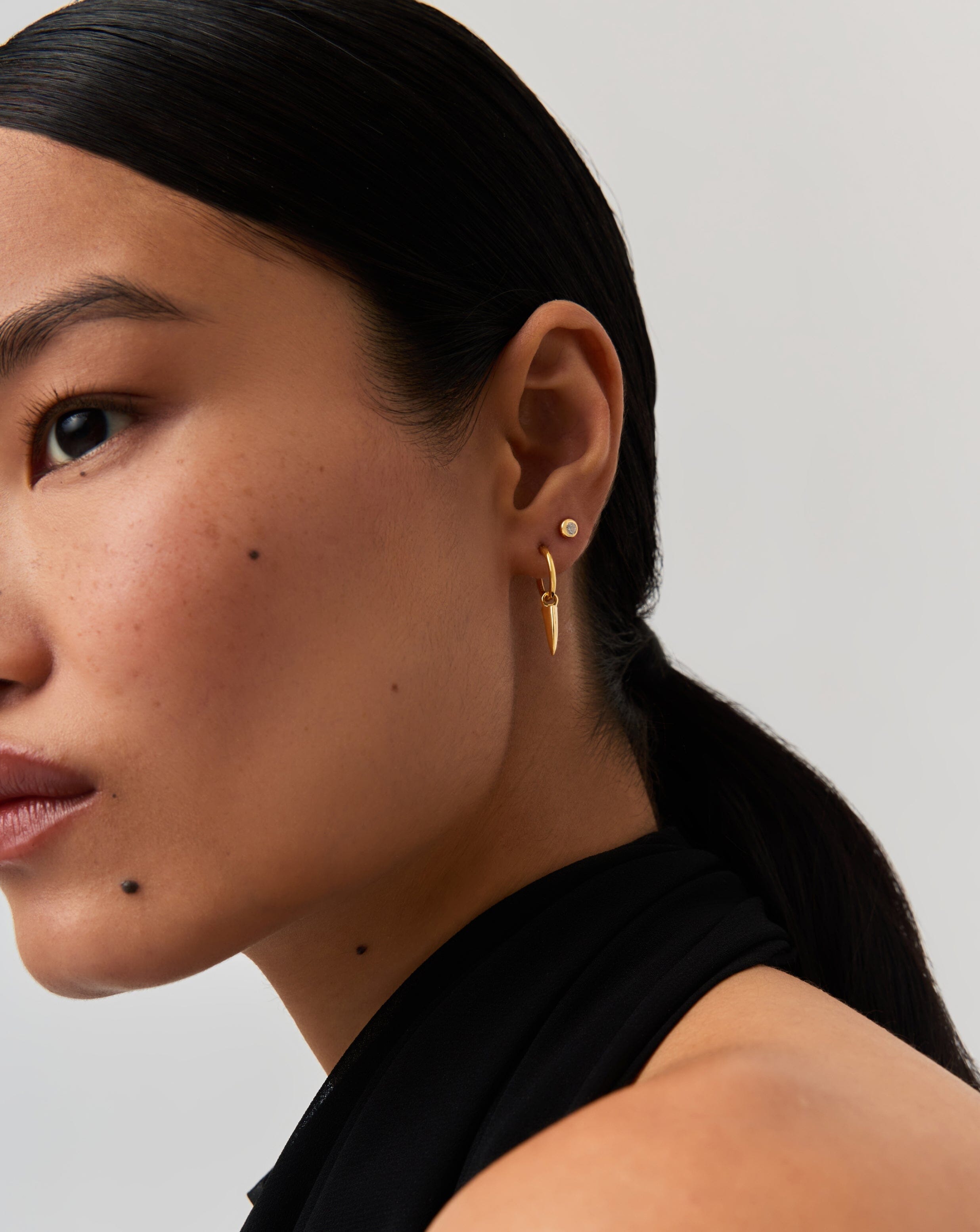 18k Gold Vermeil Claw Hoop & Stud Earrings Set - Elegant Dangle Hoops & Minimalist Studs for Women, Perfect for Everyday Wear, Date Night & Special Occasions