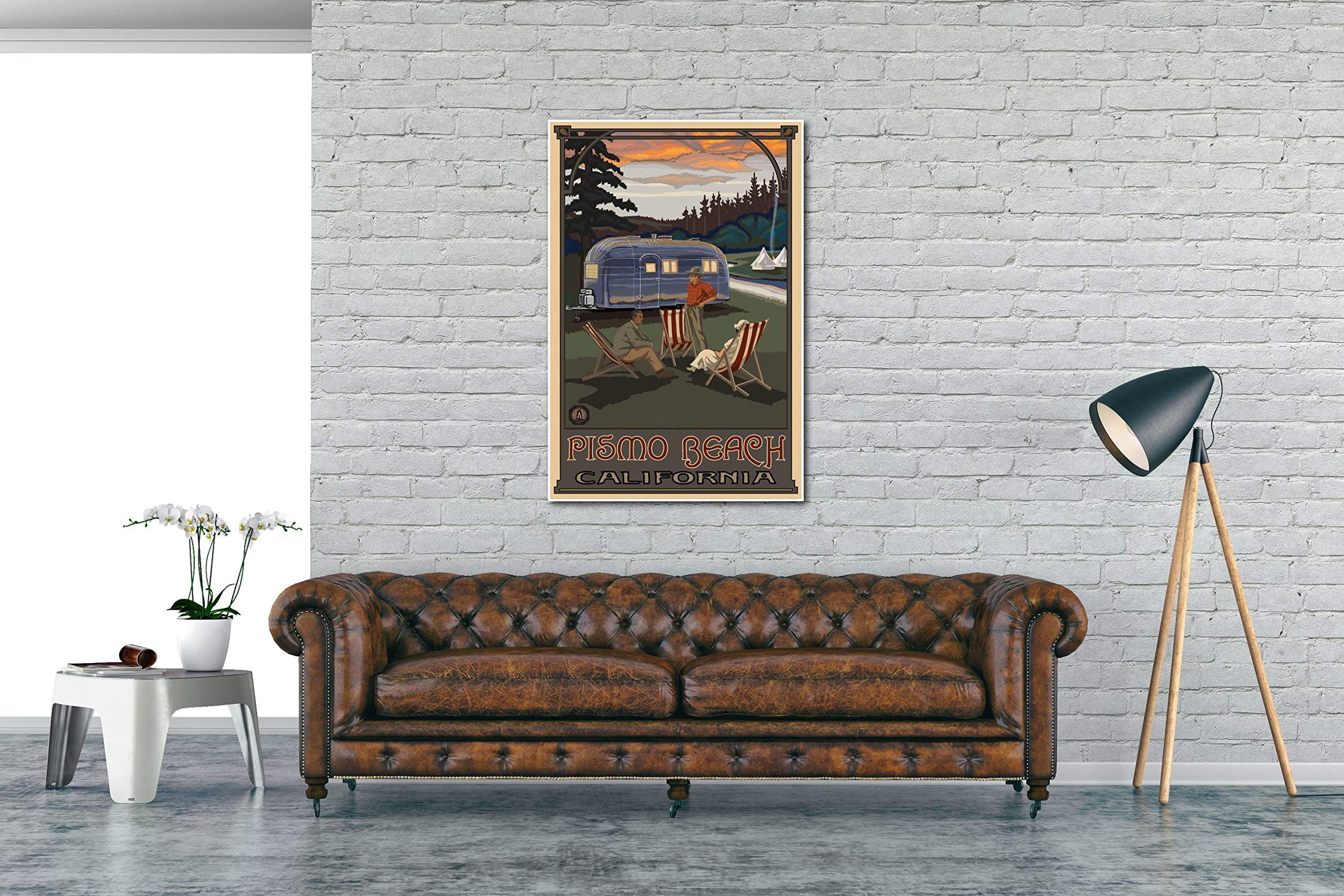 California Airstream Trailer Art Print - Pismo Beach Travel Poster by Paul A. Lanquist - 30x45 Inch Giclee Wall Decor for Home, Office & RV Interior Design
