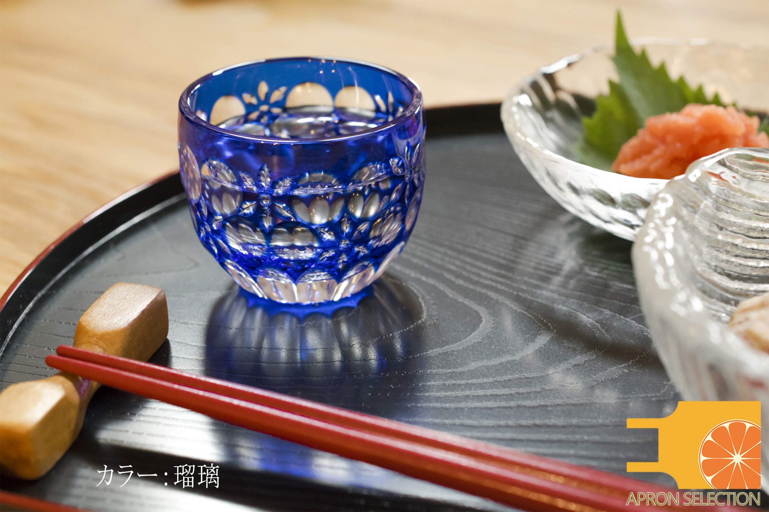 Premium Edo Kiriko Cut Glass - Authentic Japanese Traditional Craft in Elegant Gift Box, Kaleidoscope Design (Ultramarine Blue) - Perfect for Home Decor, Unique Gifts & Cultural Collectibles