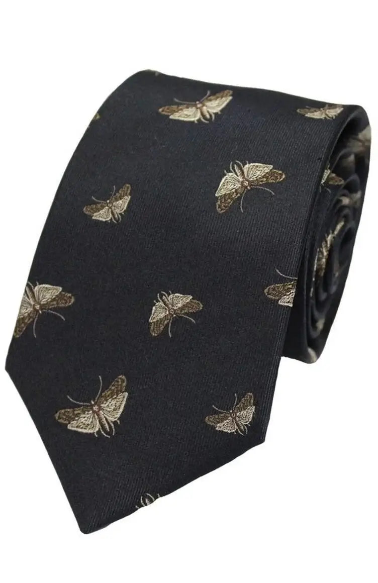 LA Smith Country & Hobby Moth Silk Ties for Men - Premium Handmade Neckties for Business, Weddings & Formal Occasions