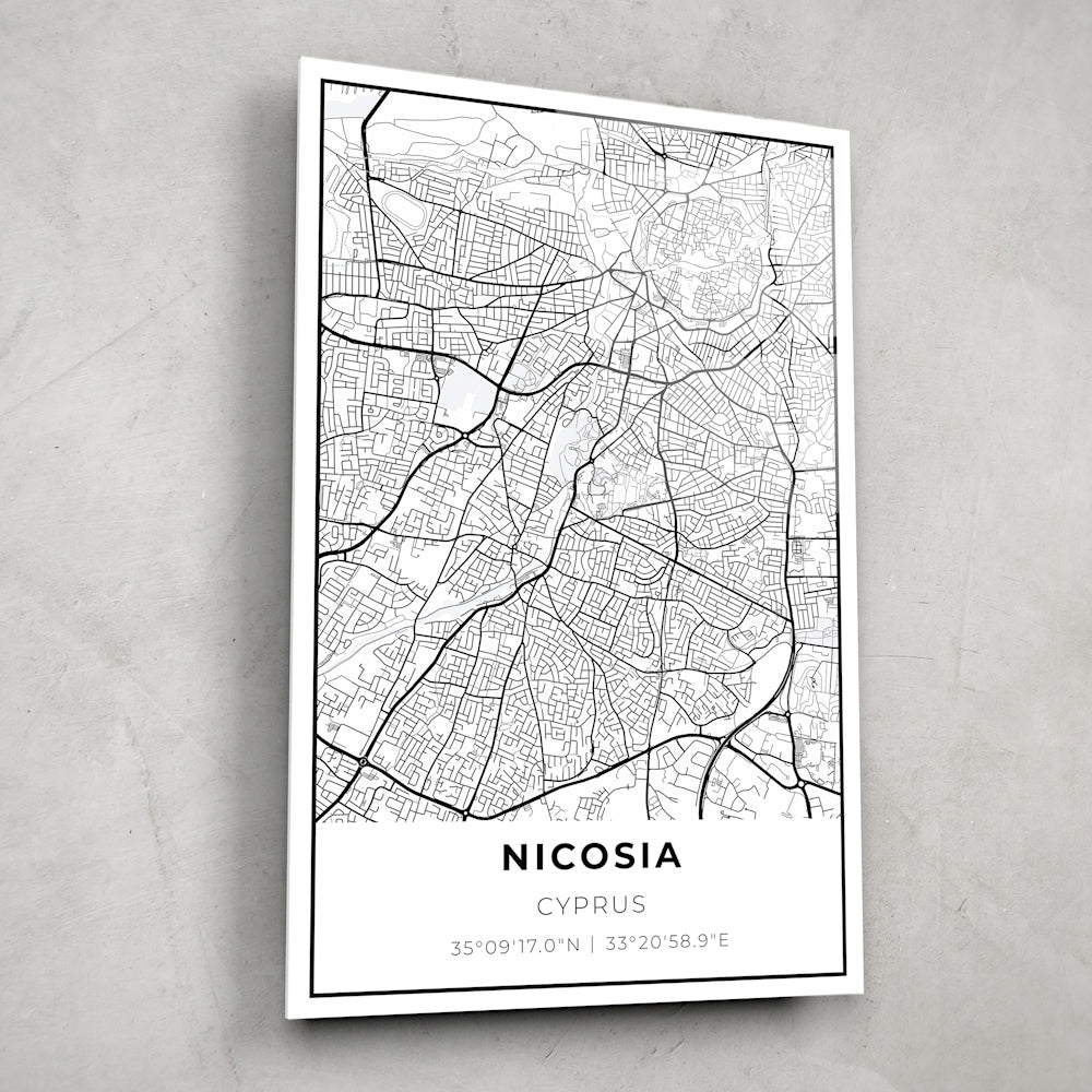 Nicosia Cyprus Map Glass Wall Art - Elegant Home Decor for Living Room, Office & Gifts - Perfect for Travel Lovers & Geography Enthusiasts