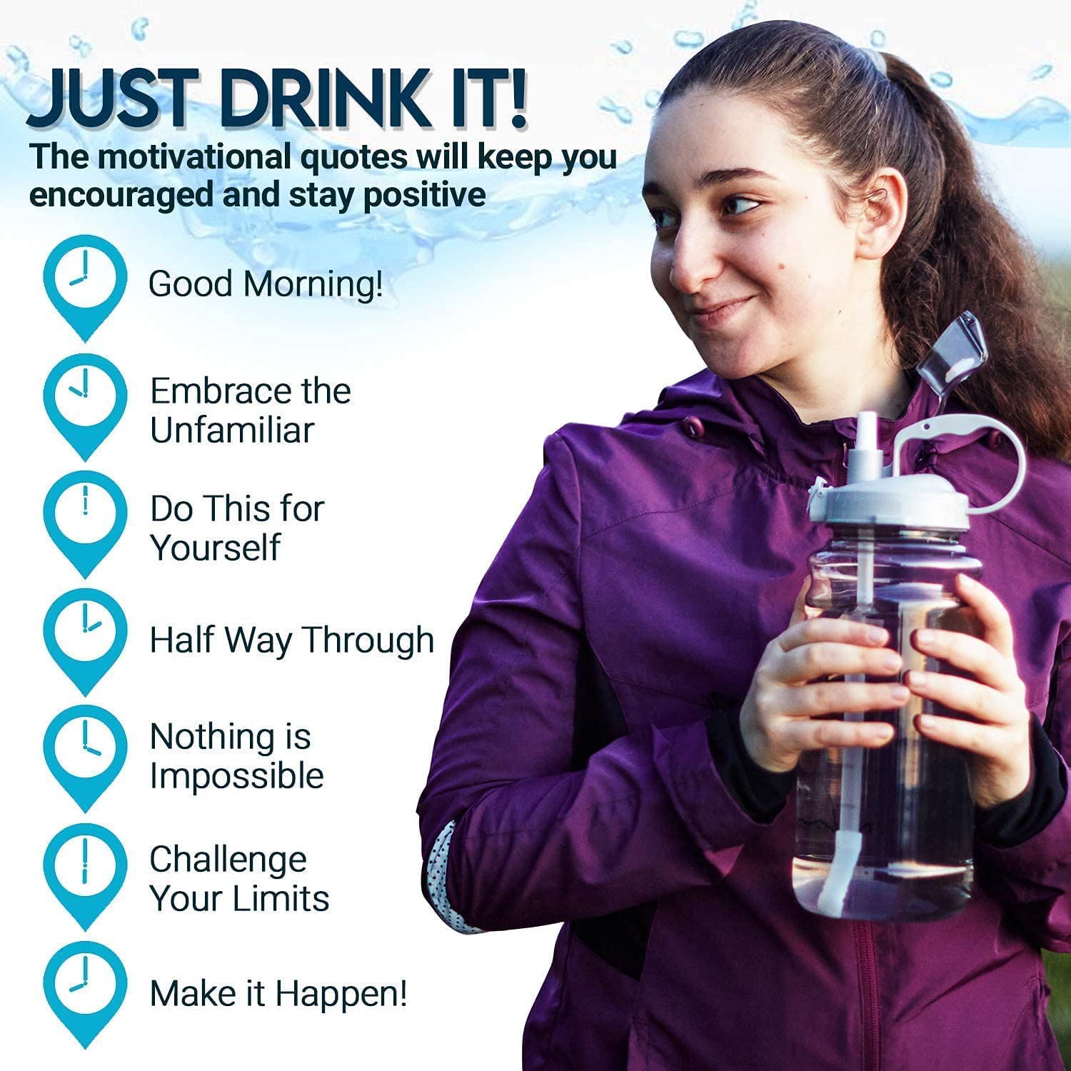 BETLEX 2 Liter Sports Water Bottle - Unbreakable, Leak-Proof Wide Mouth Shaker with Sipper Lid - Clear & Multi-Color Options - Perfect for Gym, Hiking, Travel & Outdoor Activities (Pack of 1)