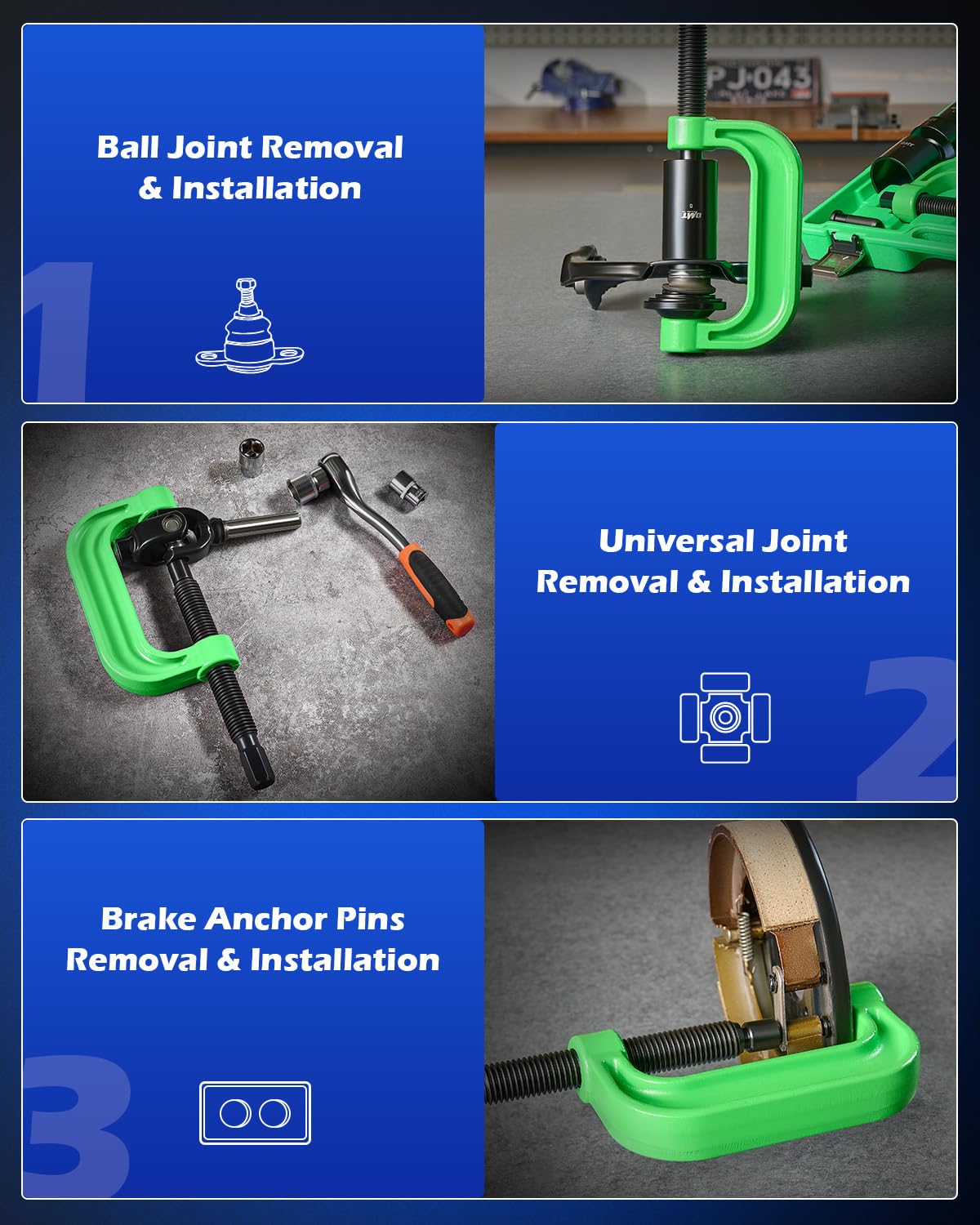 Orion Motor Tech 21-Piece Master Ball Joint Press Kit - Heavy Duty Ball Joint & U-Joint Removal Tool Set with Universal Adapters - Perfect for Auto Repair, Suspension Work & Brake Anchor Pin Replacement